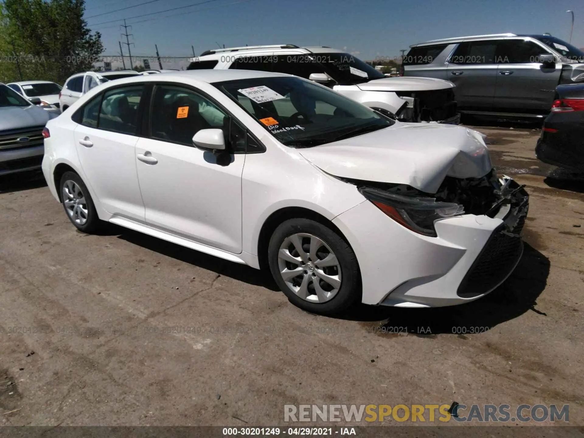 1 Photograph of a damaged car JTDEPRAE0LJ086926 TOYOTA COROLLA 2020