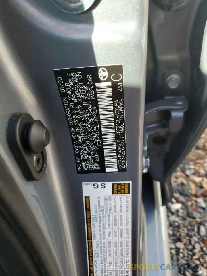 13 Photograph of a damaged car JTDEPRAE0LJ102204 TOYOTA COROLLA 2020
