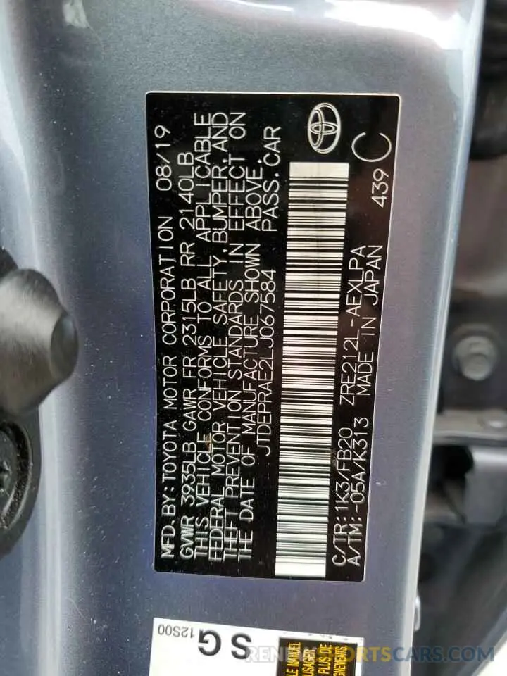 12 Photograph of a damaged car JTDEPRAE2LJ067584 TOYOTA COROLLA 2020