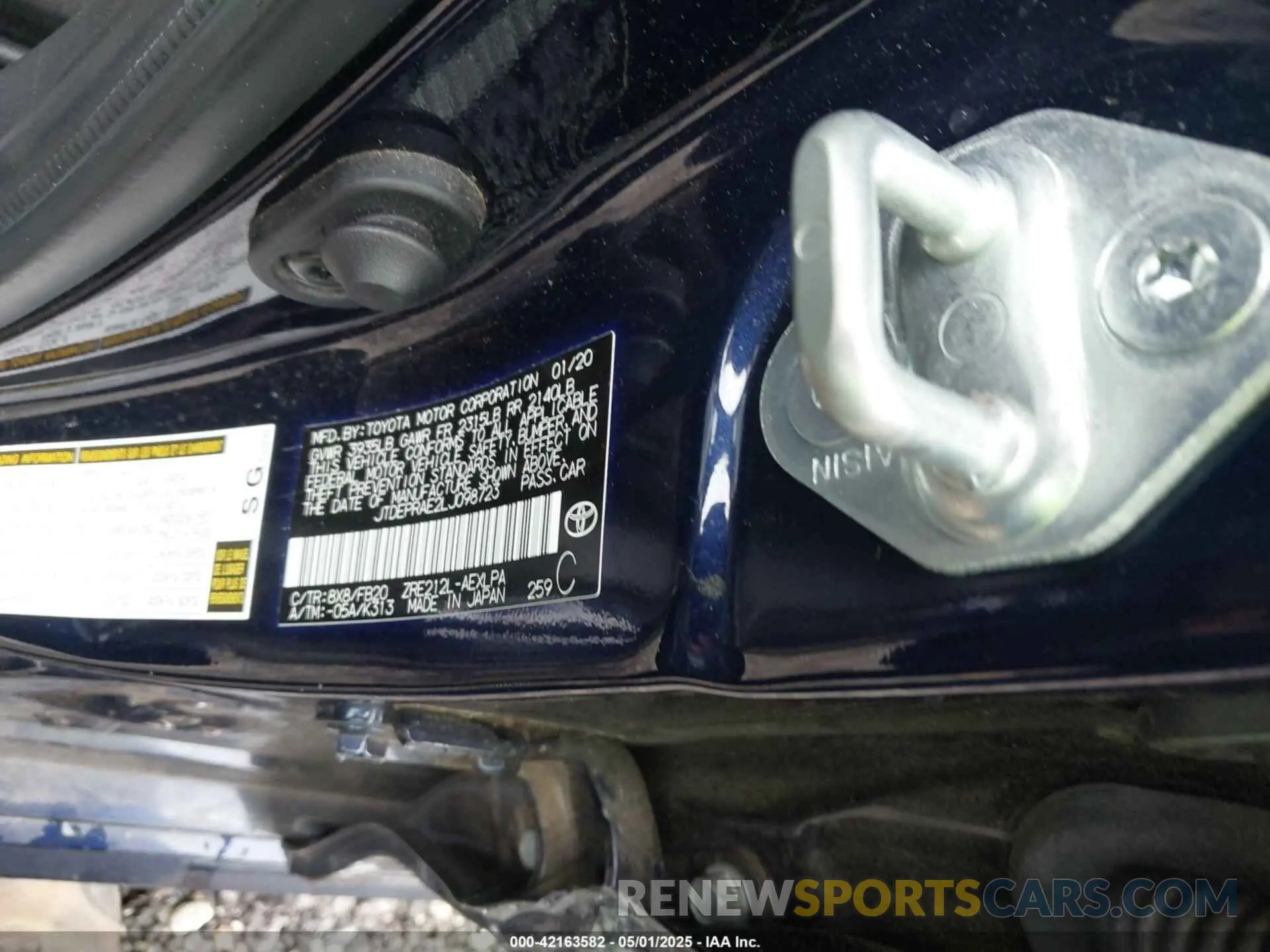 9 Photograph of a damaged car JTDEPRAE2LJ098723 TOYOTA COROLLA 2020