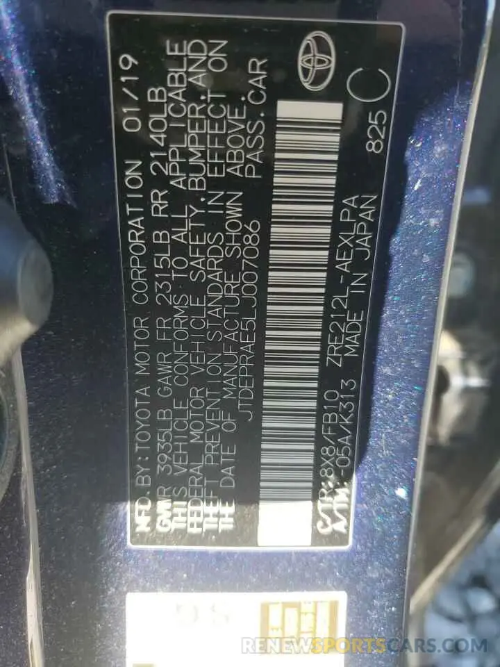 12 Фотография поврежденного автомобиля JTDEPRAE5LJ007086 TOYOTA COROLLA 2020
