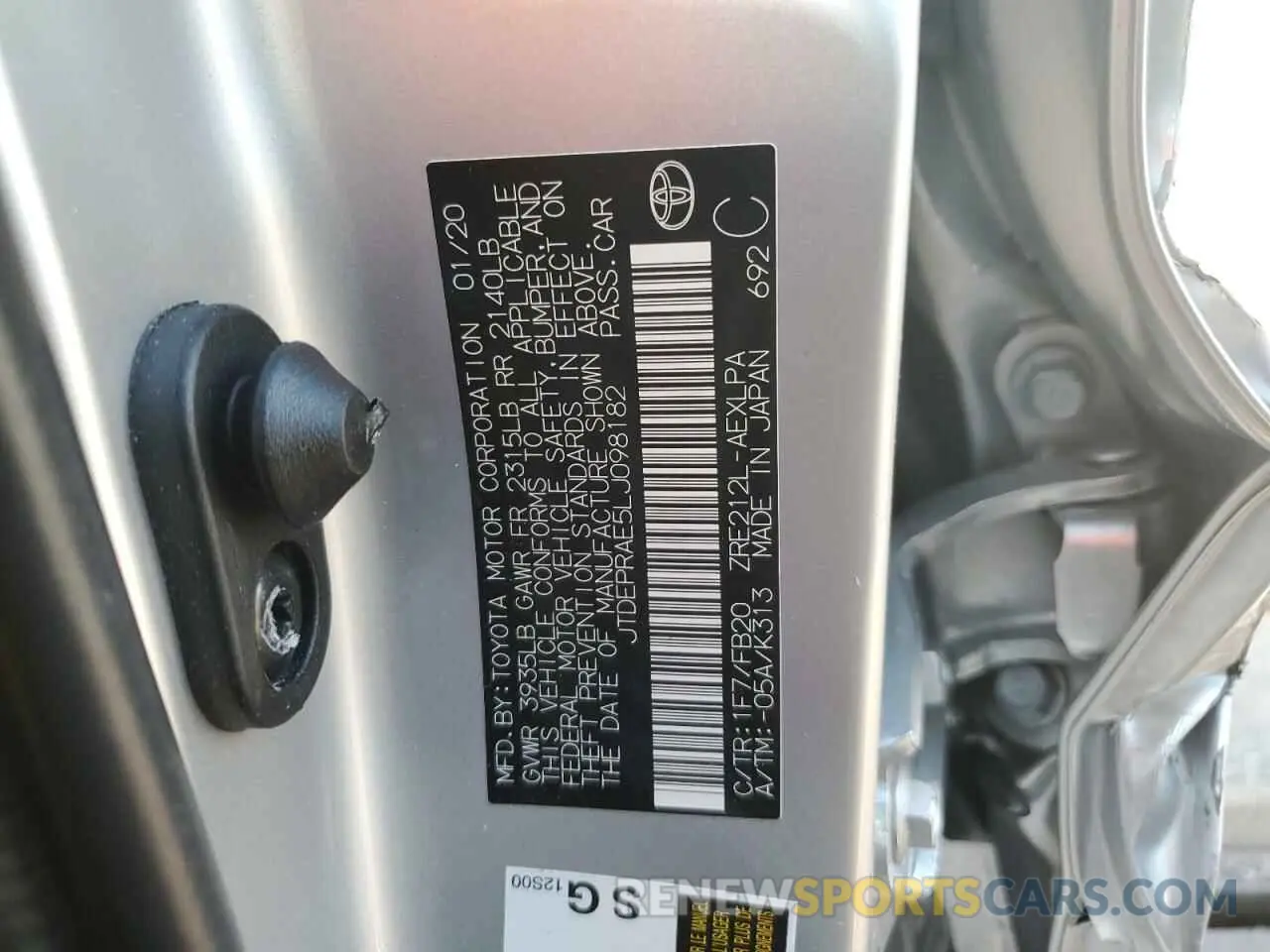 14 Фотография поврежденного автомобиля JTDEPRAE5LJ098182 TOYOTA COROLLA 2020