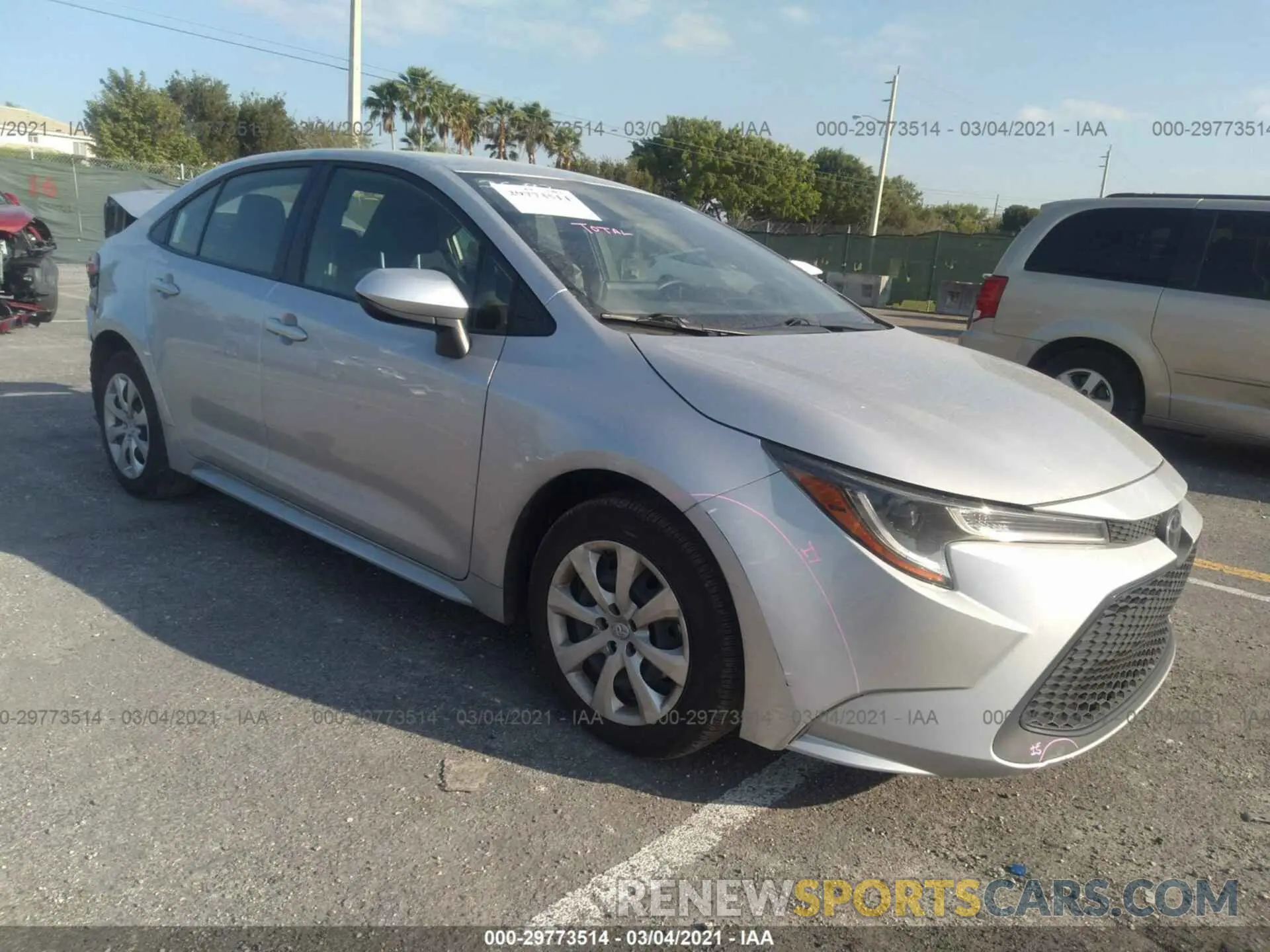 1 Photograph of a damaged car JTDEPRAE5LJ102599 TOYOTA COROLLA 2020