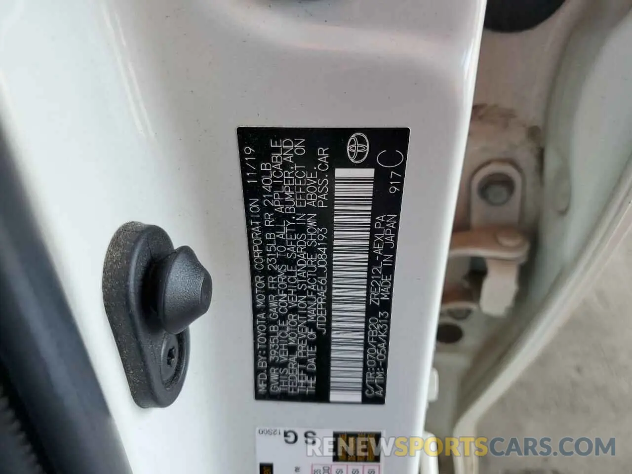 12 Photograph of a damaged car JTDEPRAE6LJ084193 TOYOTA COROLLA 2020