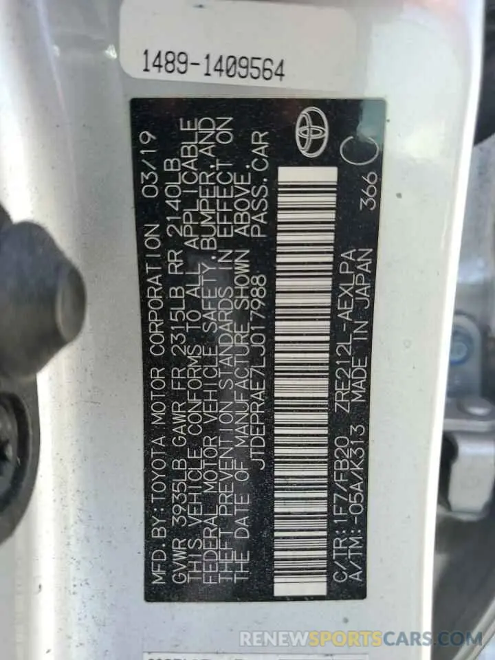 12 Фотография поврежденного автомобиля JTDEPRAE7LJ017988 TOYOTA COROLLA 2020
