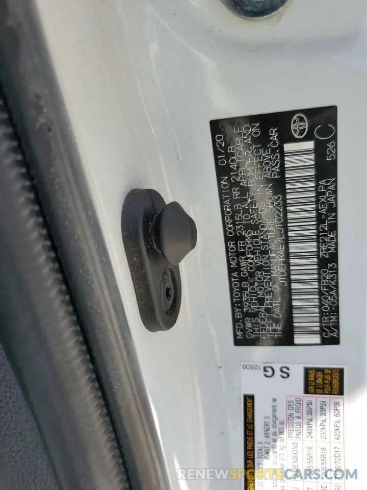 12 Photograph of a damaged car JTDEPRAE7LJ102233 TOYOTA COROLLA 2020