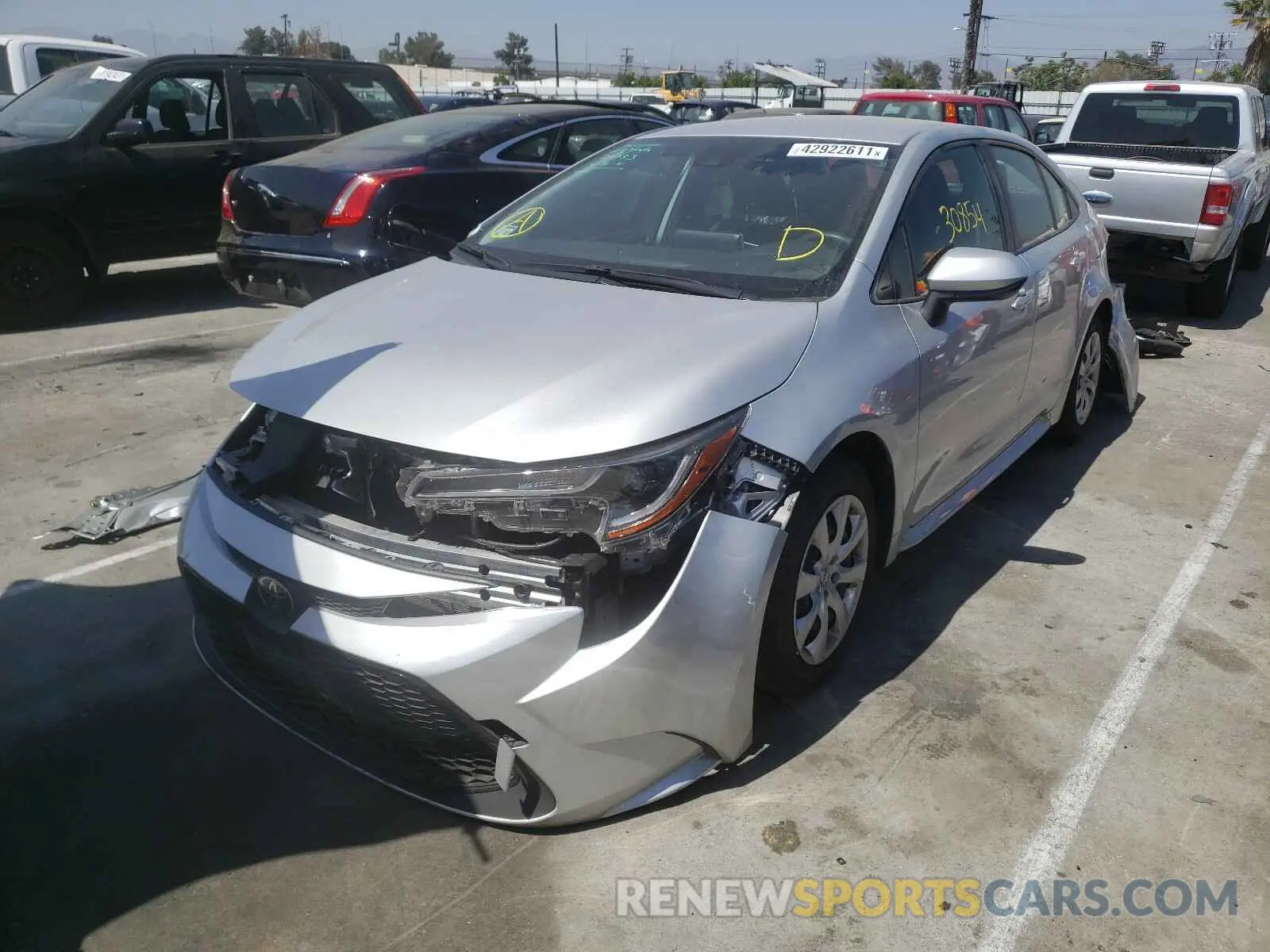 2 Photograph of a damaged car JTDEPRAE8LJ013402 TOYOTA COROLLA 2020