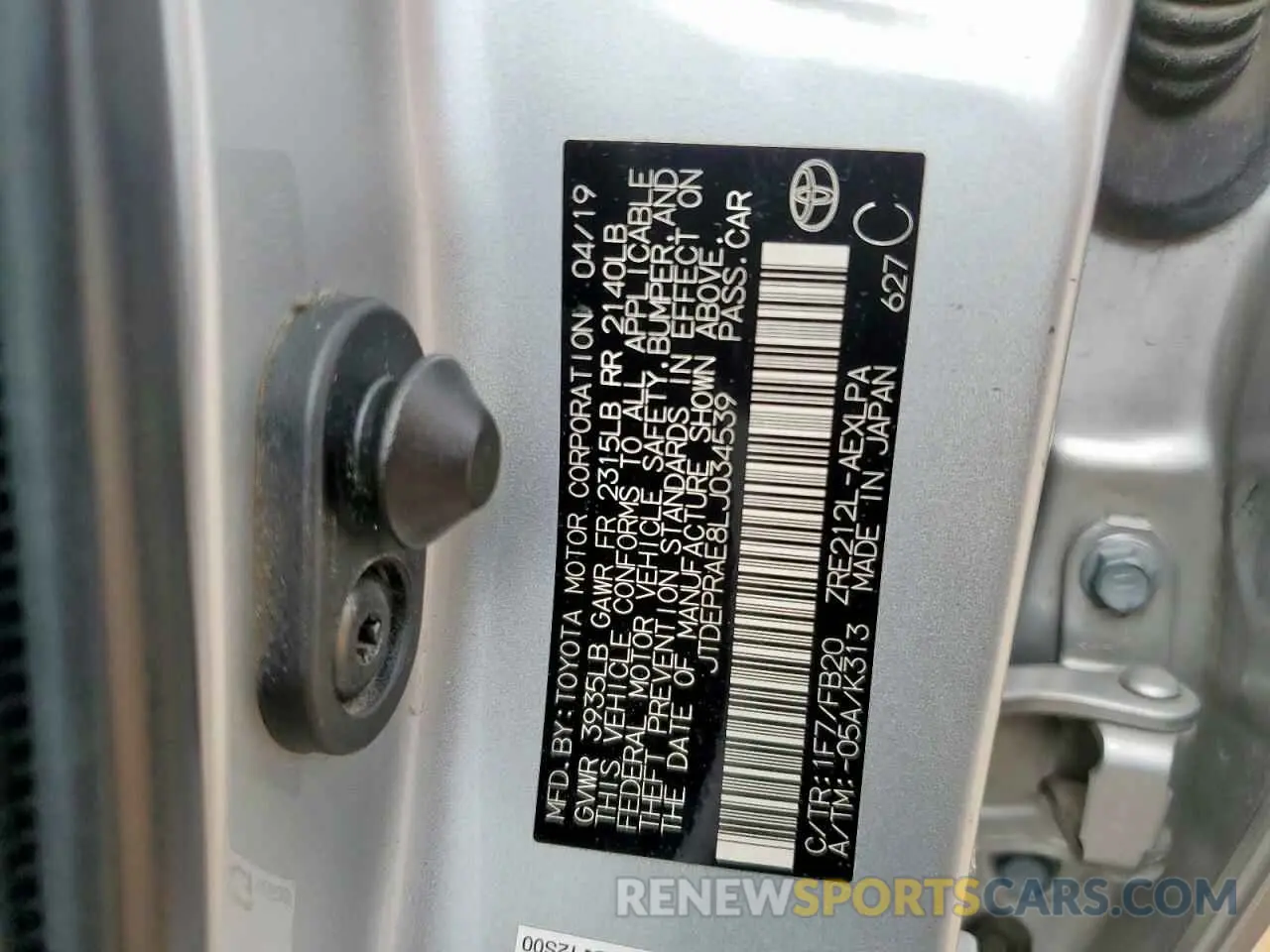 13 Фотография поврежденного автомобиля JTDEPRAE8LJ034539 TOYOTA COROLLA 2020