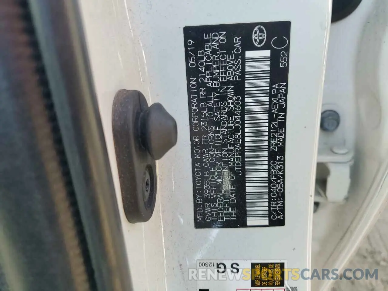 14 Photograph of a damaged car JTDEPRAE8LJ044603 TOYOTA COROLLA 2020