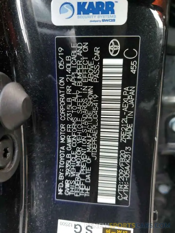 13 Фотография поврежденного автомобиля JTDEPRAE9LJ045419 TOYOTA COROLLA 2020