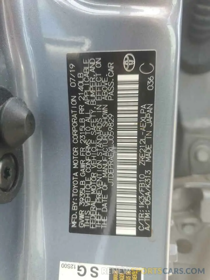 12 Фотография поврежденного автомобиля JTDEPRAEXLJ059829 TOYOTA COROLLA 2020