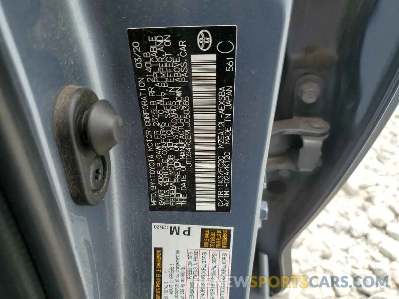 12 Фотография поврежденного автомобиля JTDS4RCE9LJ050385 TOYOTA COROLLA 2020