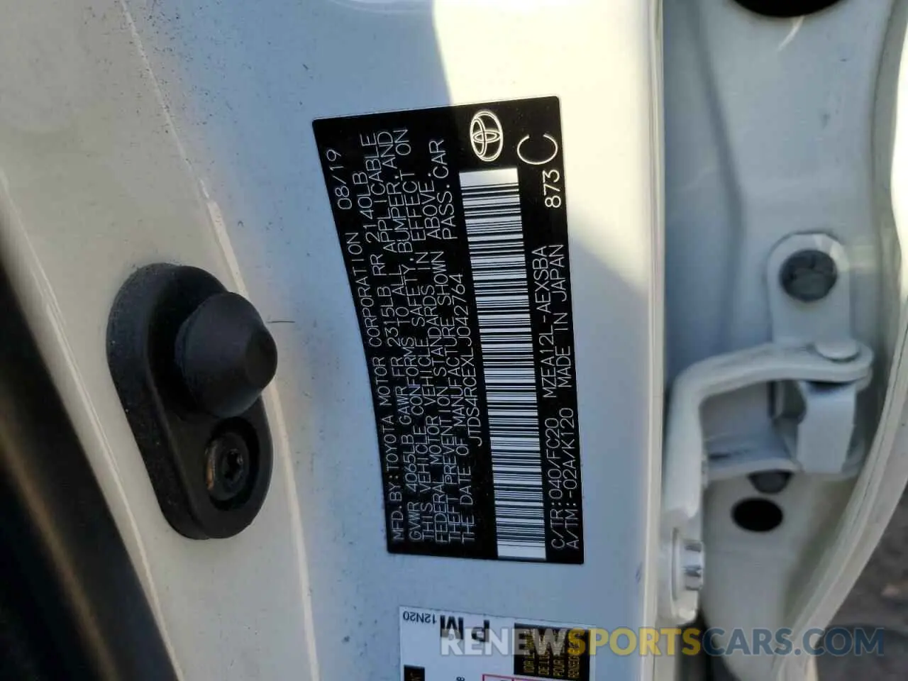 12 Фотография поврежденного автомобиля JTDS4RCEXLJ042764 TOYOTA COROLLA 2020