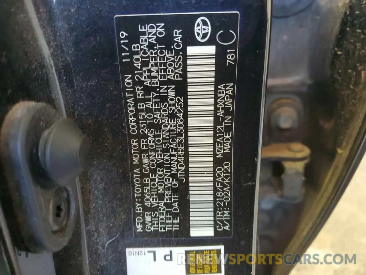 14 Фотография поврежденного автомобиля JTND4RBE3L3084252 TOYOTA COROLLA 2020