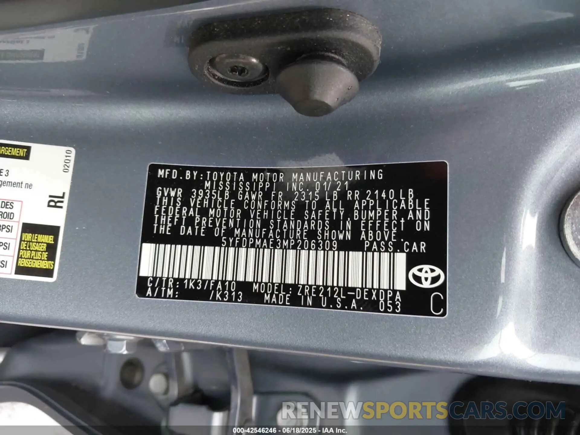 9 Фотография поврежденного автомобиля 5YFDPMAE3MP206309 TOYOTA COROLLA 2021