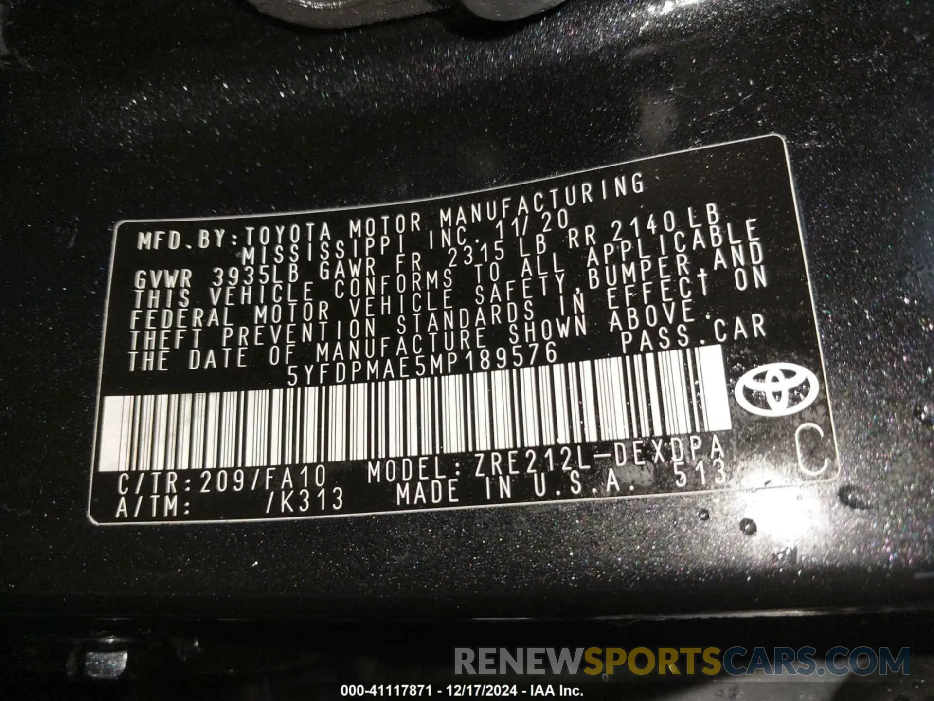 9 Фотография поврежденного автомобиля 5YFDPMAE5MP189576 TOYOTA COROLLA 2021