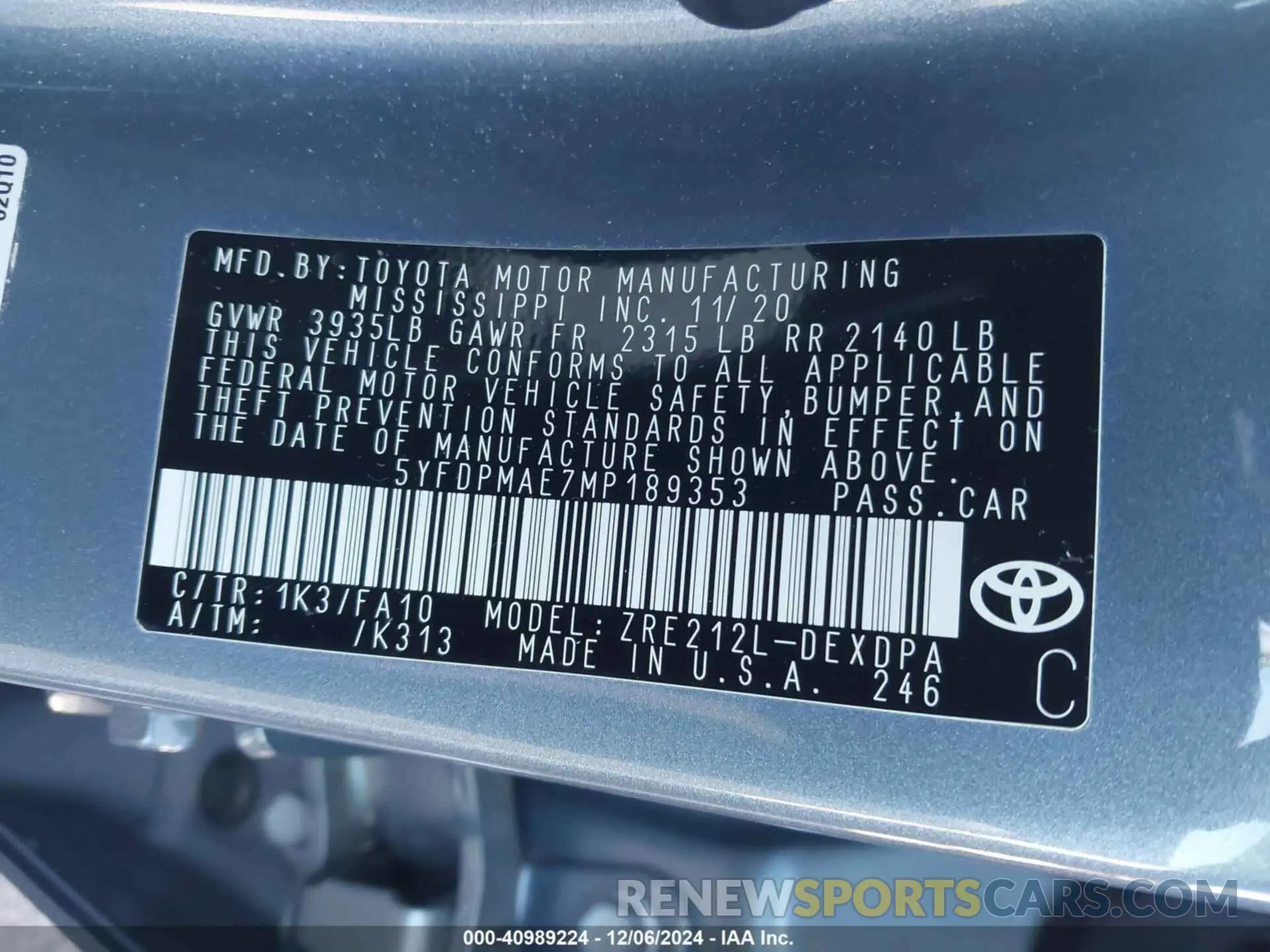 9 Фотография поврежденного автомобиля 5YFDPMAE7MP189353 TOYOTA COROLLA 2021