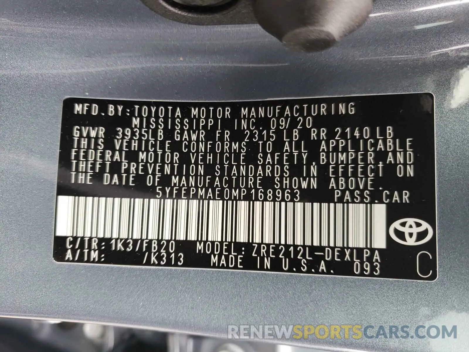 10 Photograph of a damaged car 5YFEPMAE0MP168963 TOYOTA COROLLA 2021