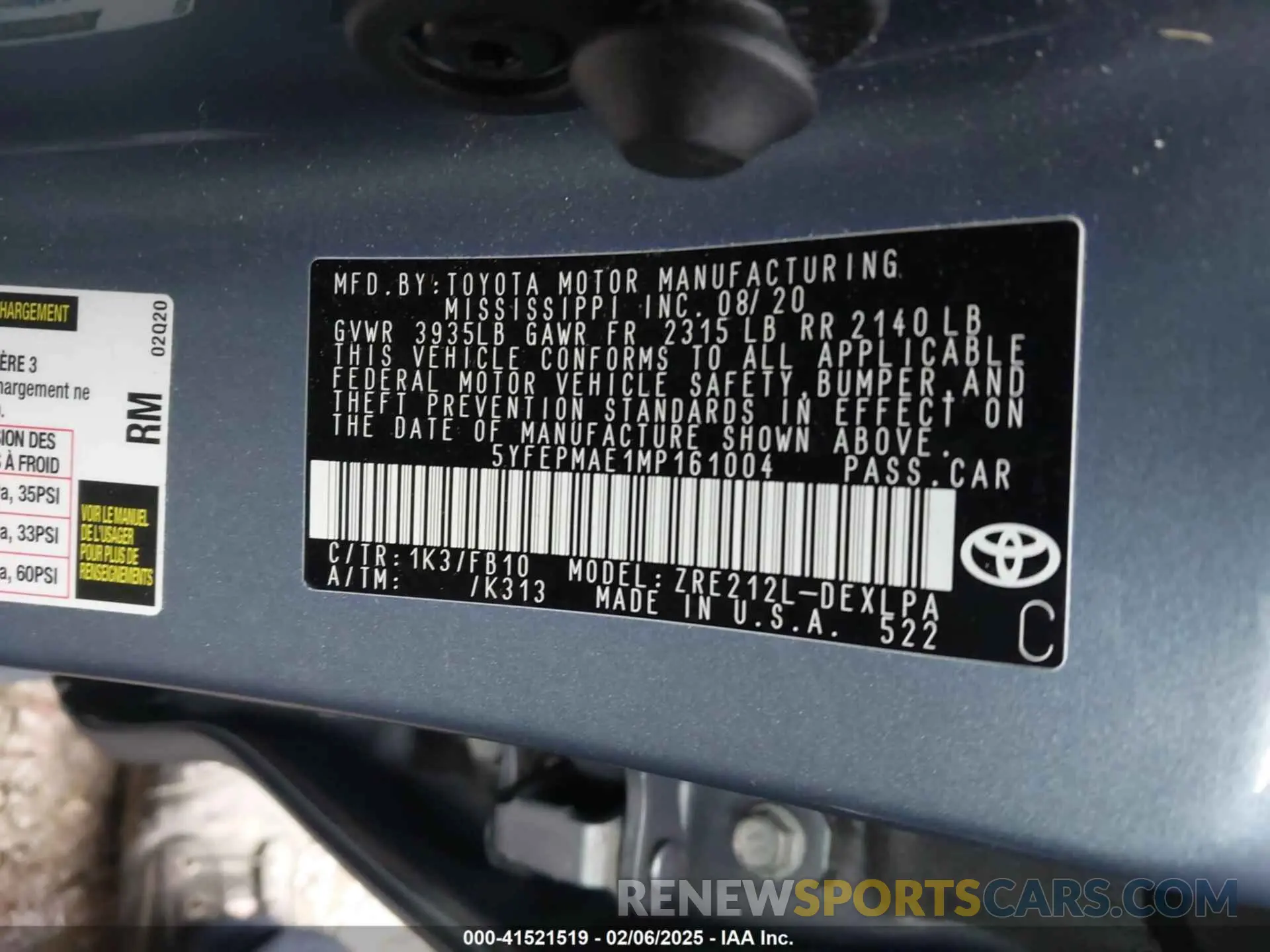 9 Фотография поврежденного автомобиля 5YFEPMAE1MP161004 TOYOTA COROLLA 2021