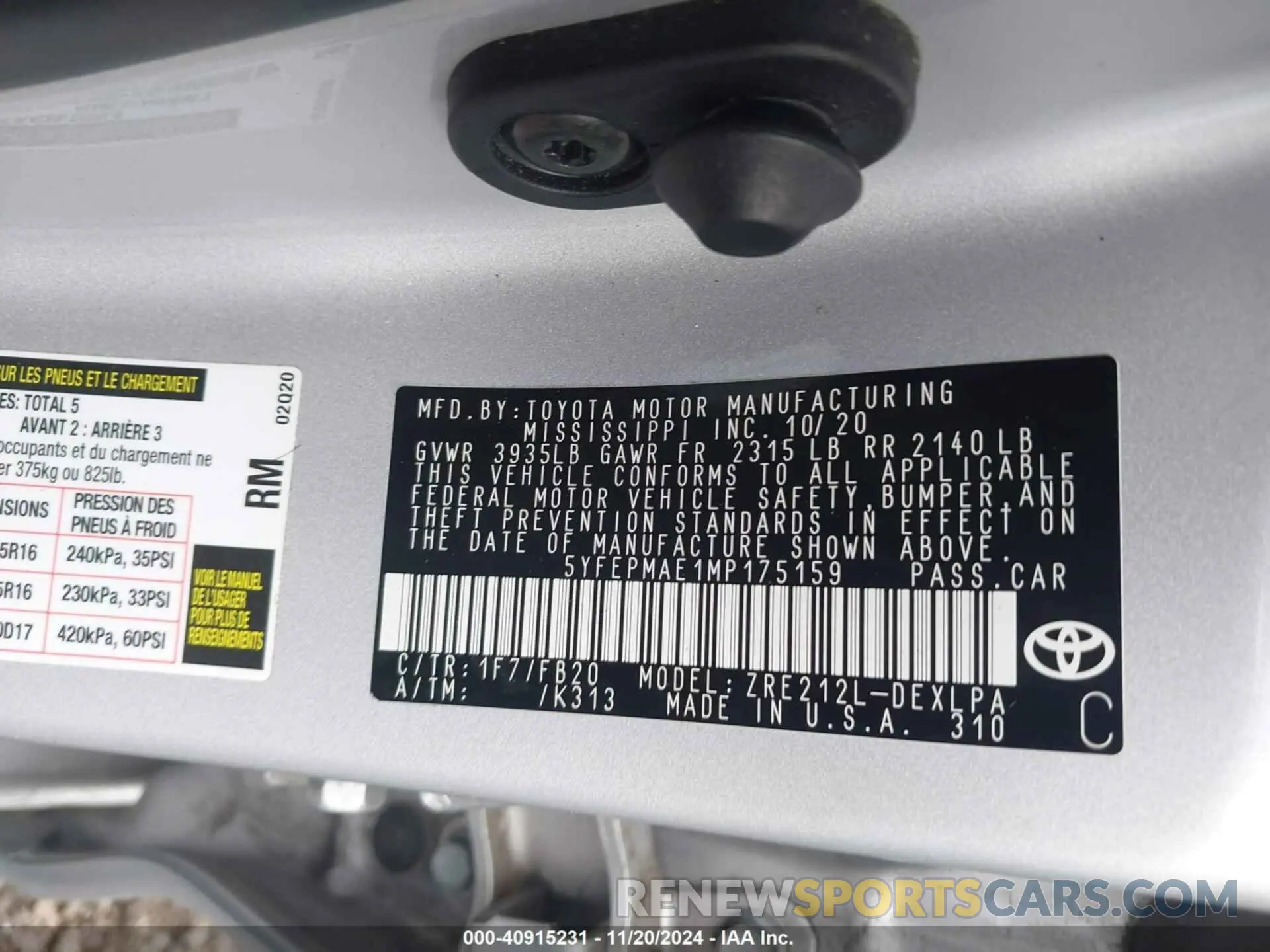 9 Photograph of a damaged car 5YFEPMAE1MP175159 TOYOTA COROLLA 2021