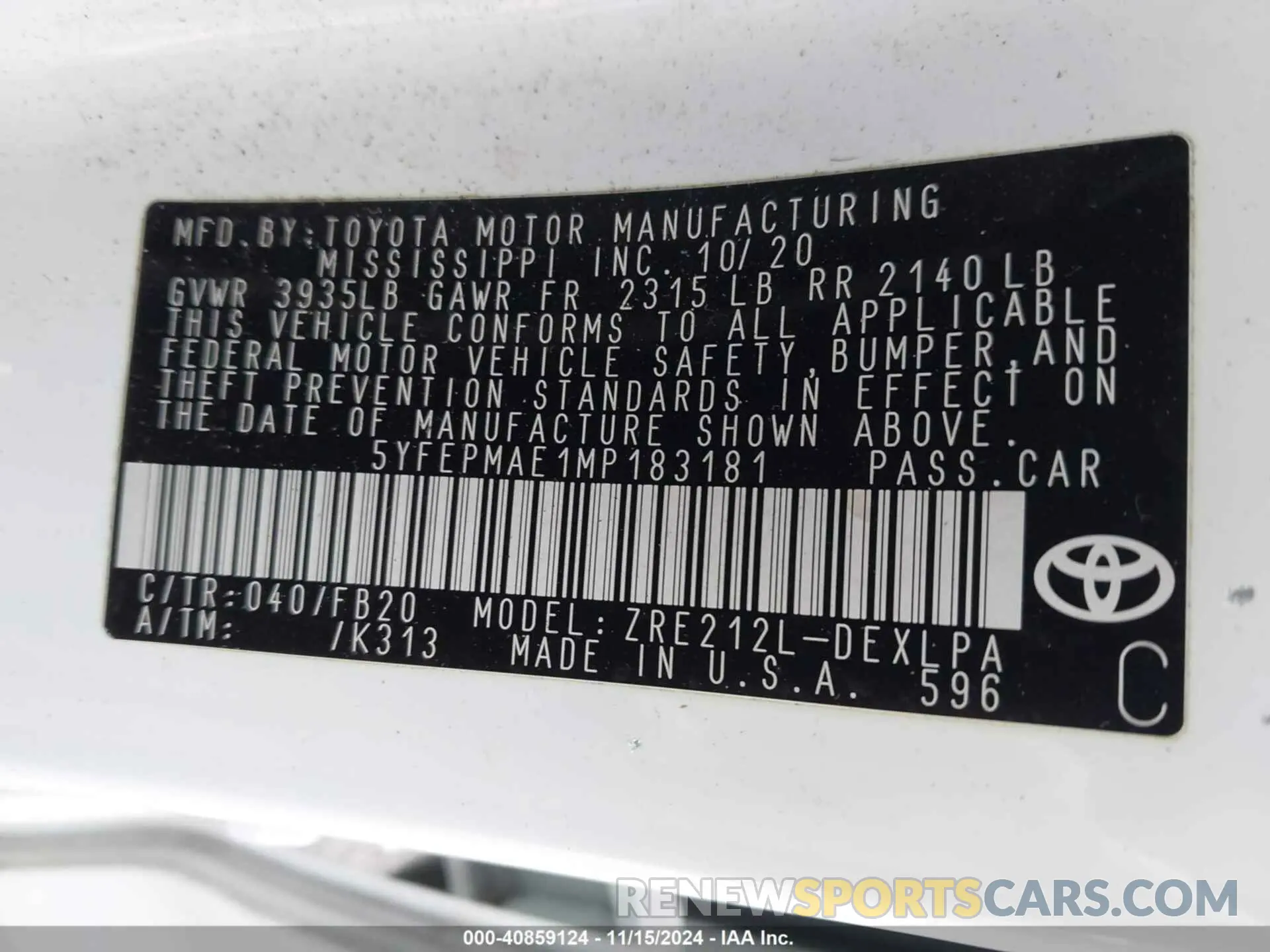 9 Photograph of a damaged car 5YFEPMAE1MP183181 TOYOTA COROLLA 2021