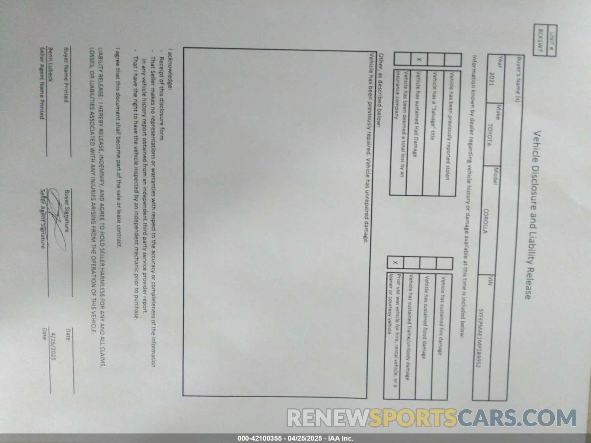 17 Фотография поврежденного автомобиля 5YFEPMAE1MP189952 TOYOTA COROLLA 2021