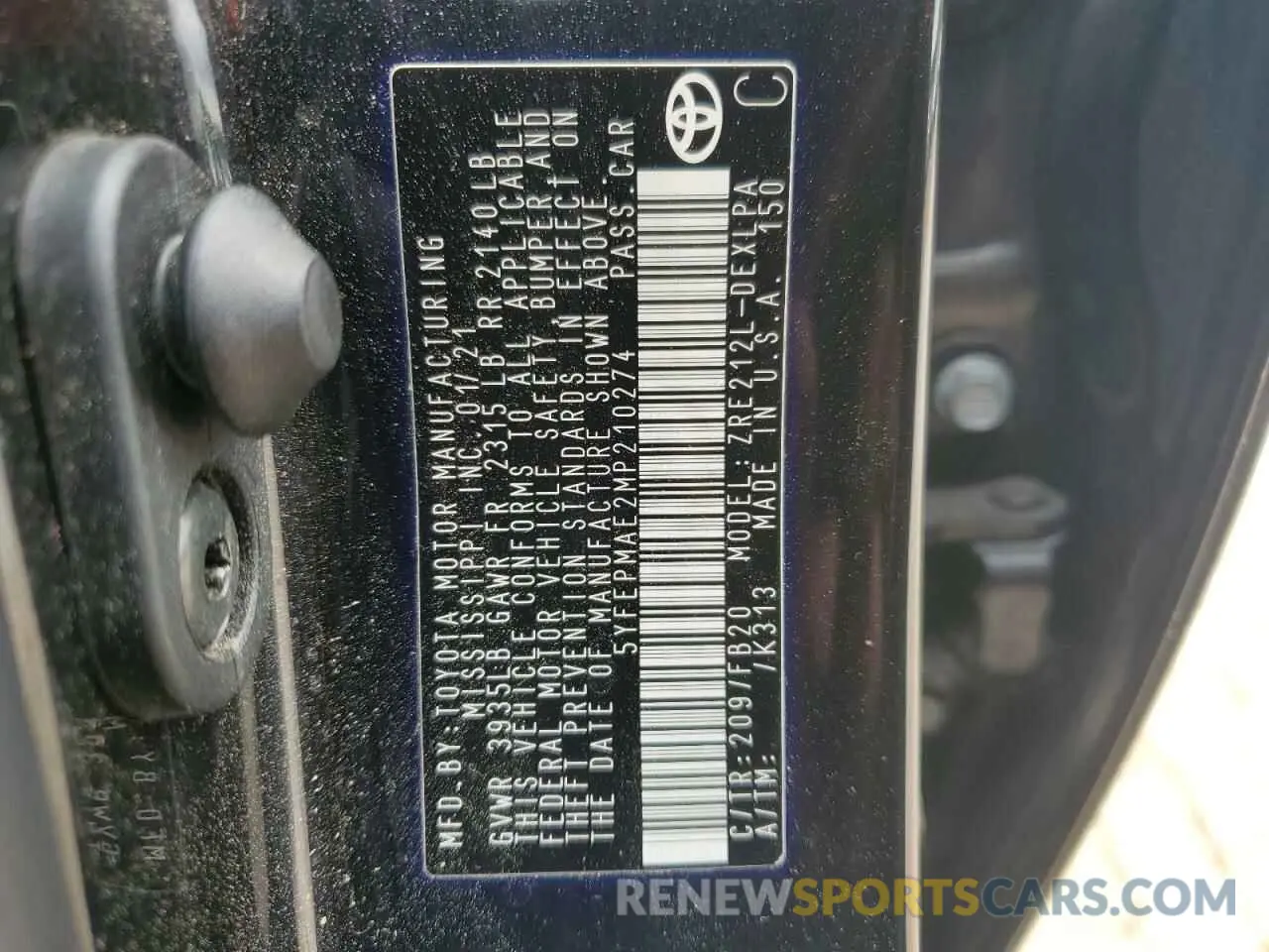 12 Photograph of a damaged car 5YFEPMAE2MP210274 TOYOTA COROLLA 2021