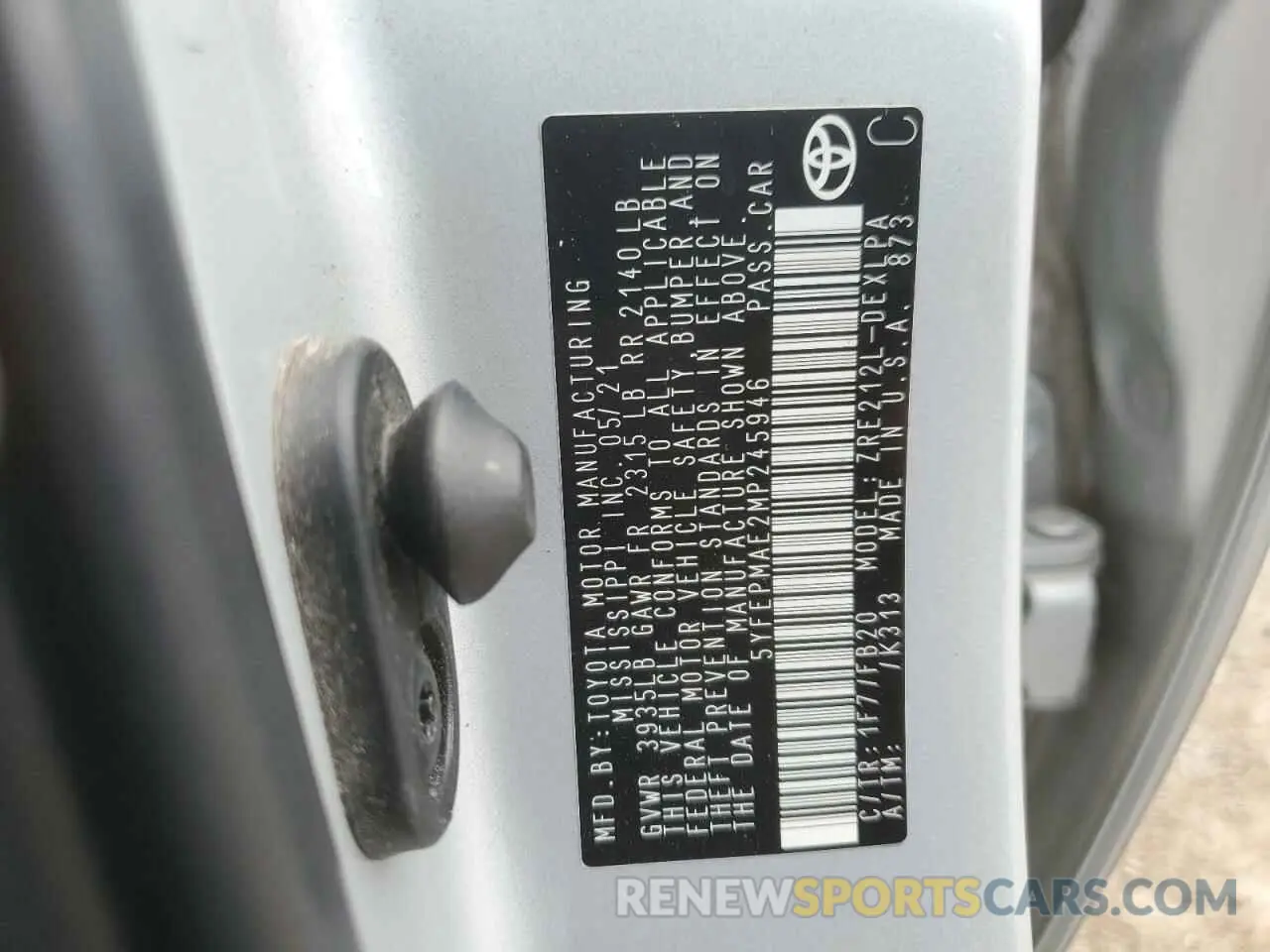12 Photograph of a damaged car 5YFEPMAE2MP245946 TOYOTA COROLLA 2021