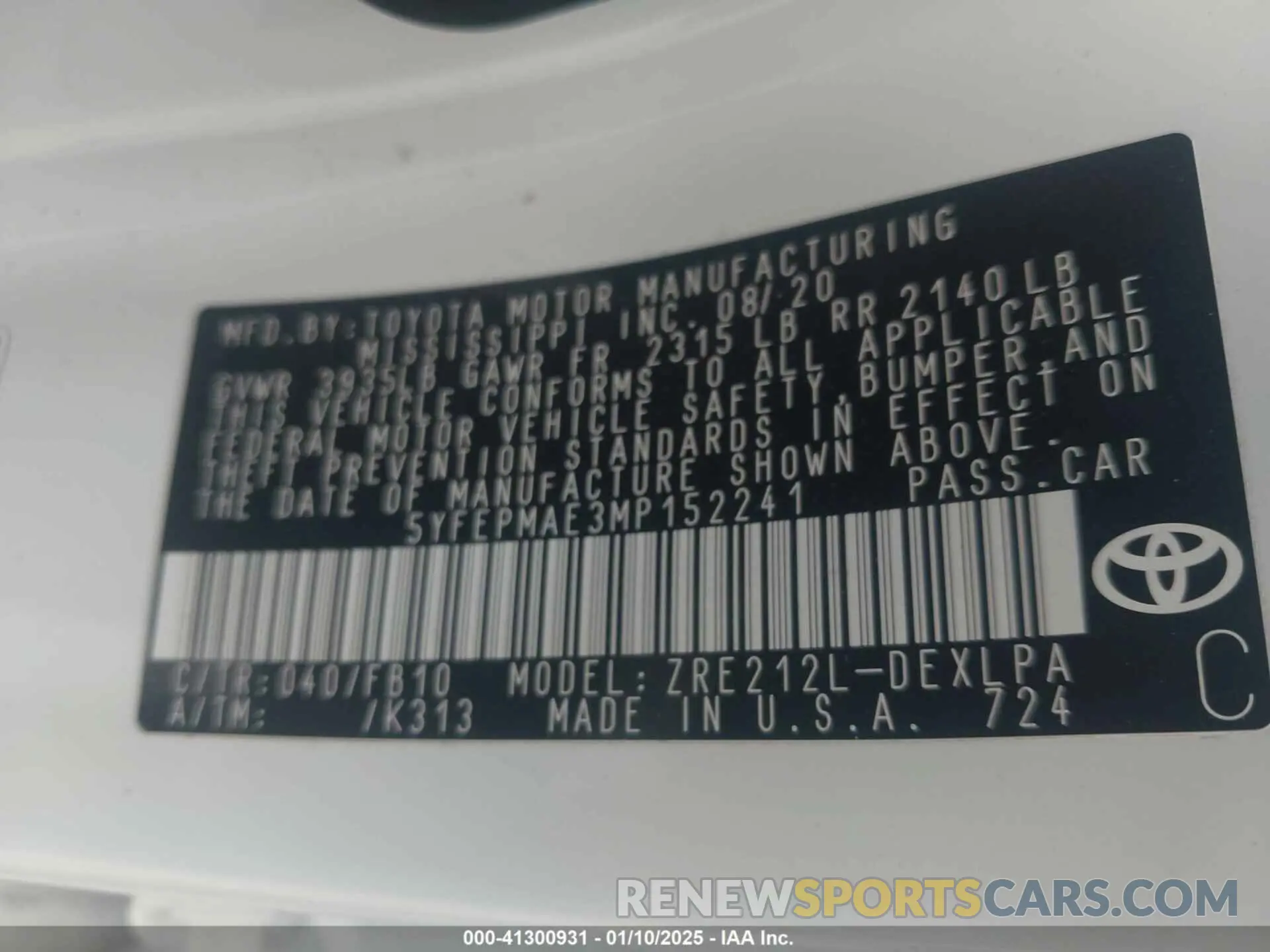 9 Photograph of a damaged car 5YFEPMAE3MP152241 TOYOTA COROLLA 2021