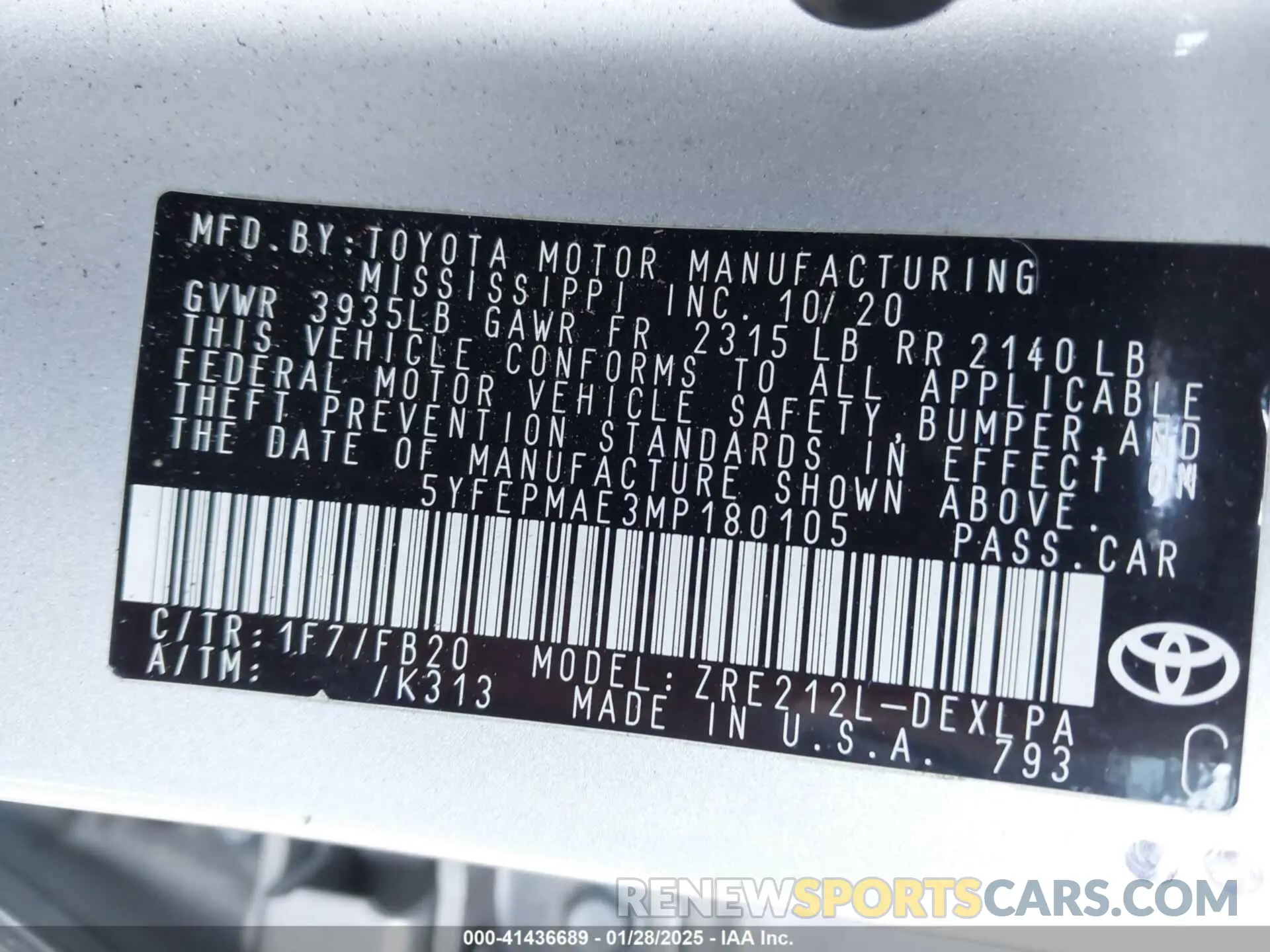 9 Photograph of a damaged car 5YFEPMAE3MP180105 TOYOTA COROLLA 2021