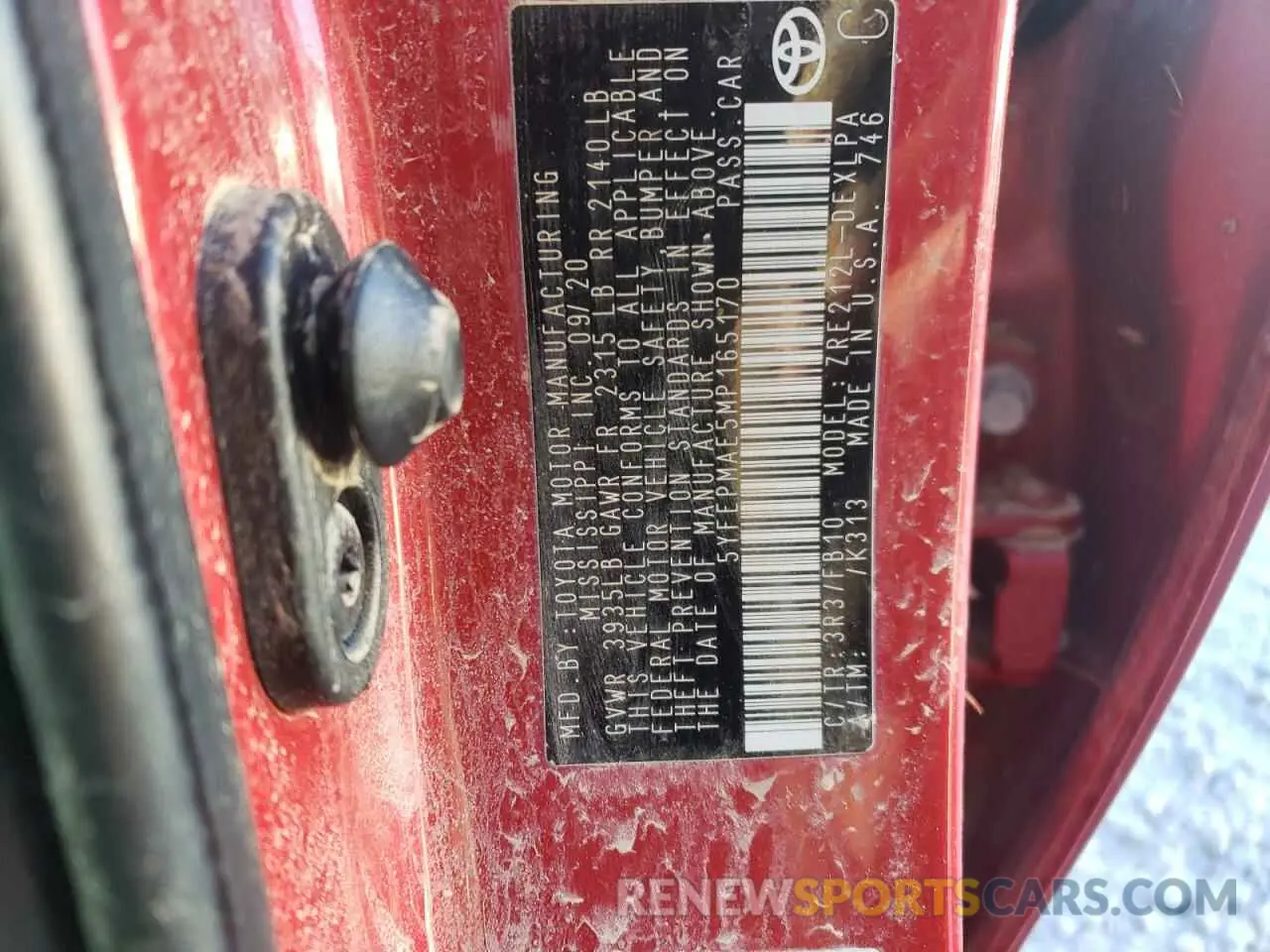 13 Photograph of a damaged car 5YFEPMAE5MP165170 TOYOTA COROLLA 2021