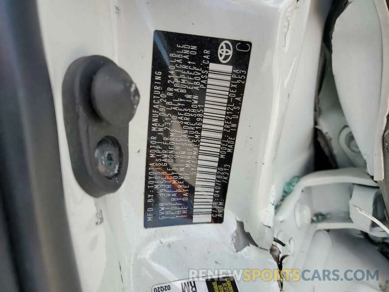 12 Фотография поврежденного автомобиля 5YFEPMAE5MP169851 TOYOTA COROLLA 2021