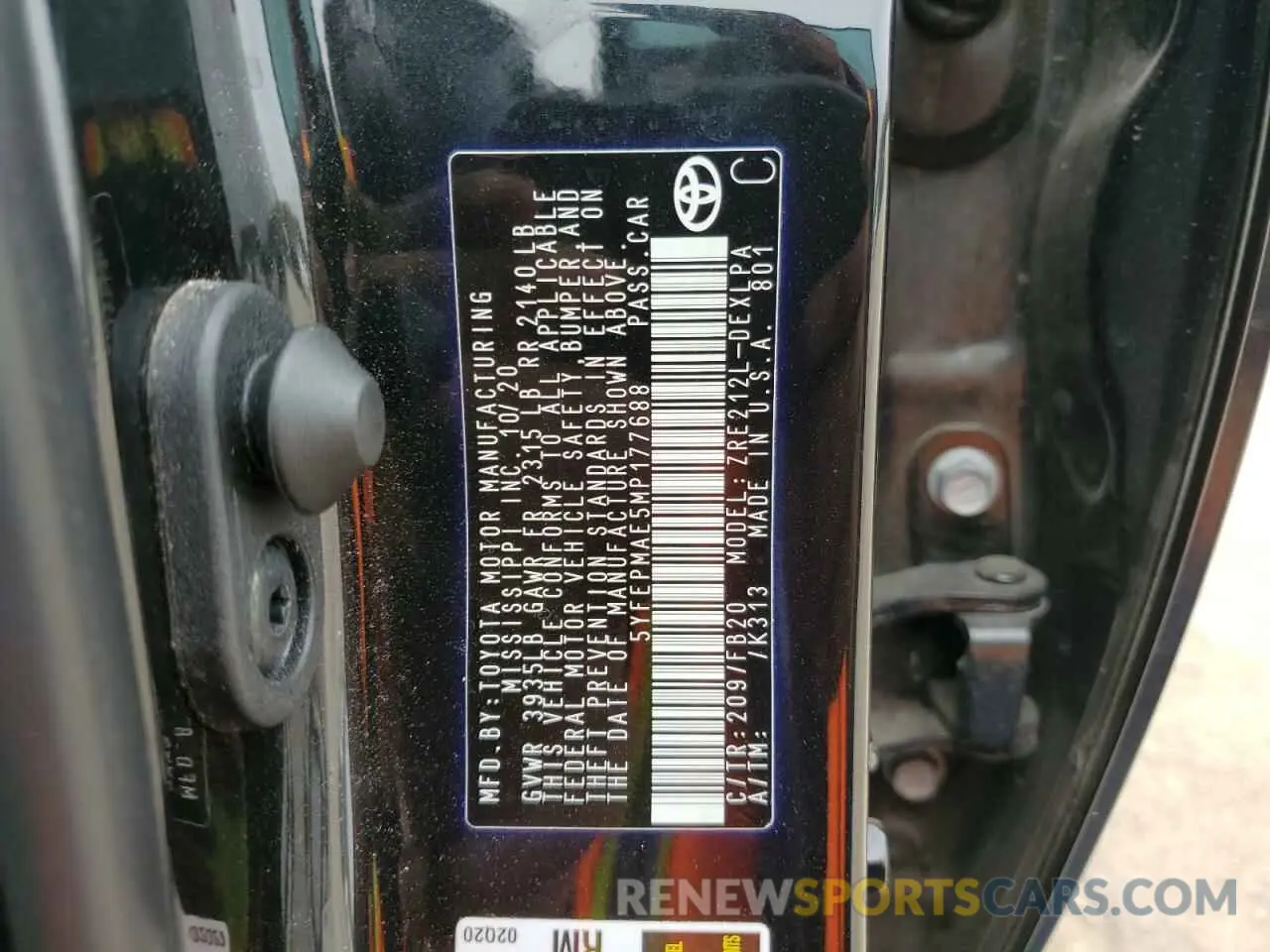 13 Photograph of a damaged car 5YFEPMAE5MP177688 TOYOTA COROLLA 2021