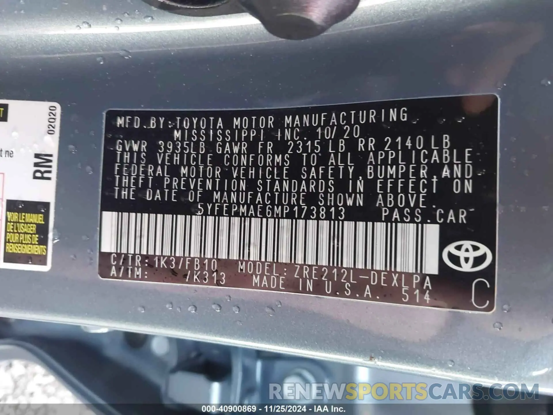 9 Photograph of a damaged car 5YFEPMAE6MP173813 TOYOTA COROLLA 2021