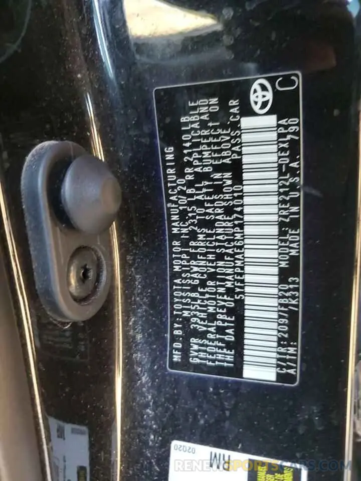 13 Photograph of a damaged car 5YFEPMAE6MP174010 TOYOTA COROLLA 2021