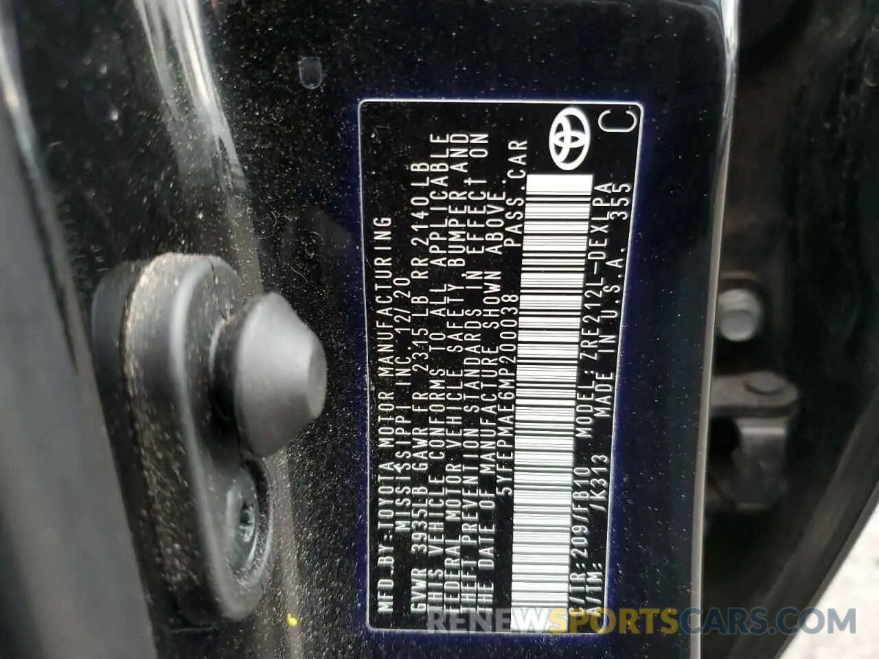 14 Фотография поврежденного автомобиля 5YFEPMAE6MP200038 TOYOTA COROLLA 2021