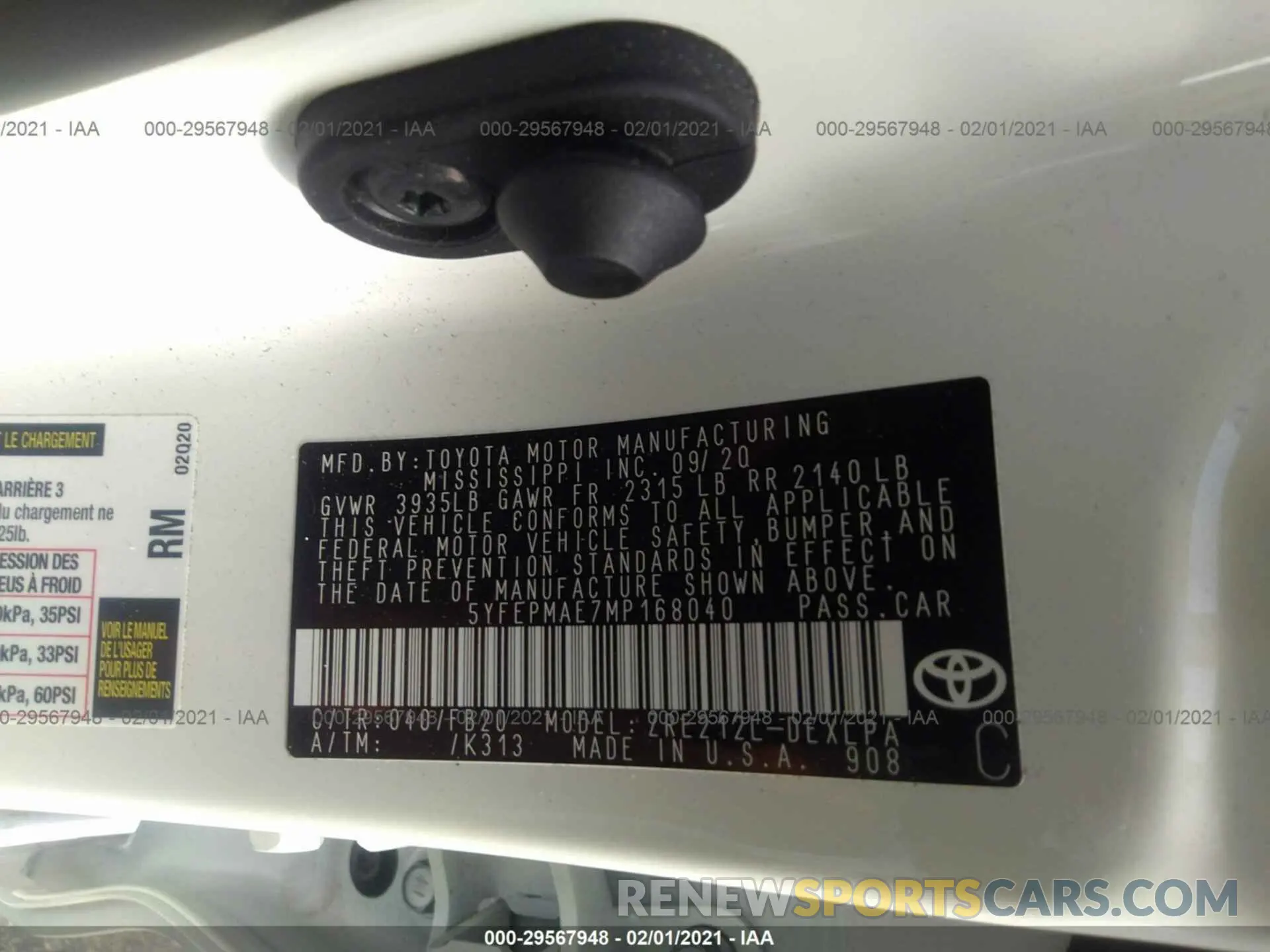 9 Photograph of a damaged car 5YFEPMAE7MP168040 TOYOTA COROLLA 2021