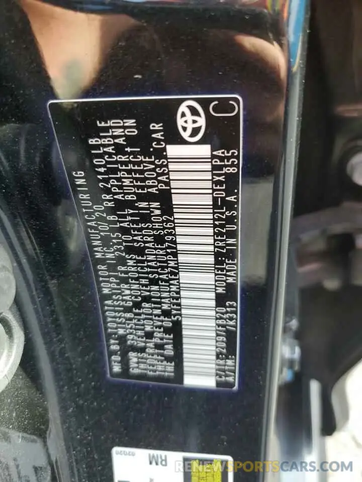 12 Фотография поврежденного автомобиля 5YFEPMAE7MP179362 TOYOTA COROLLA 2021