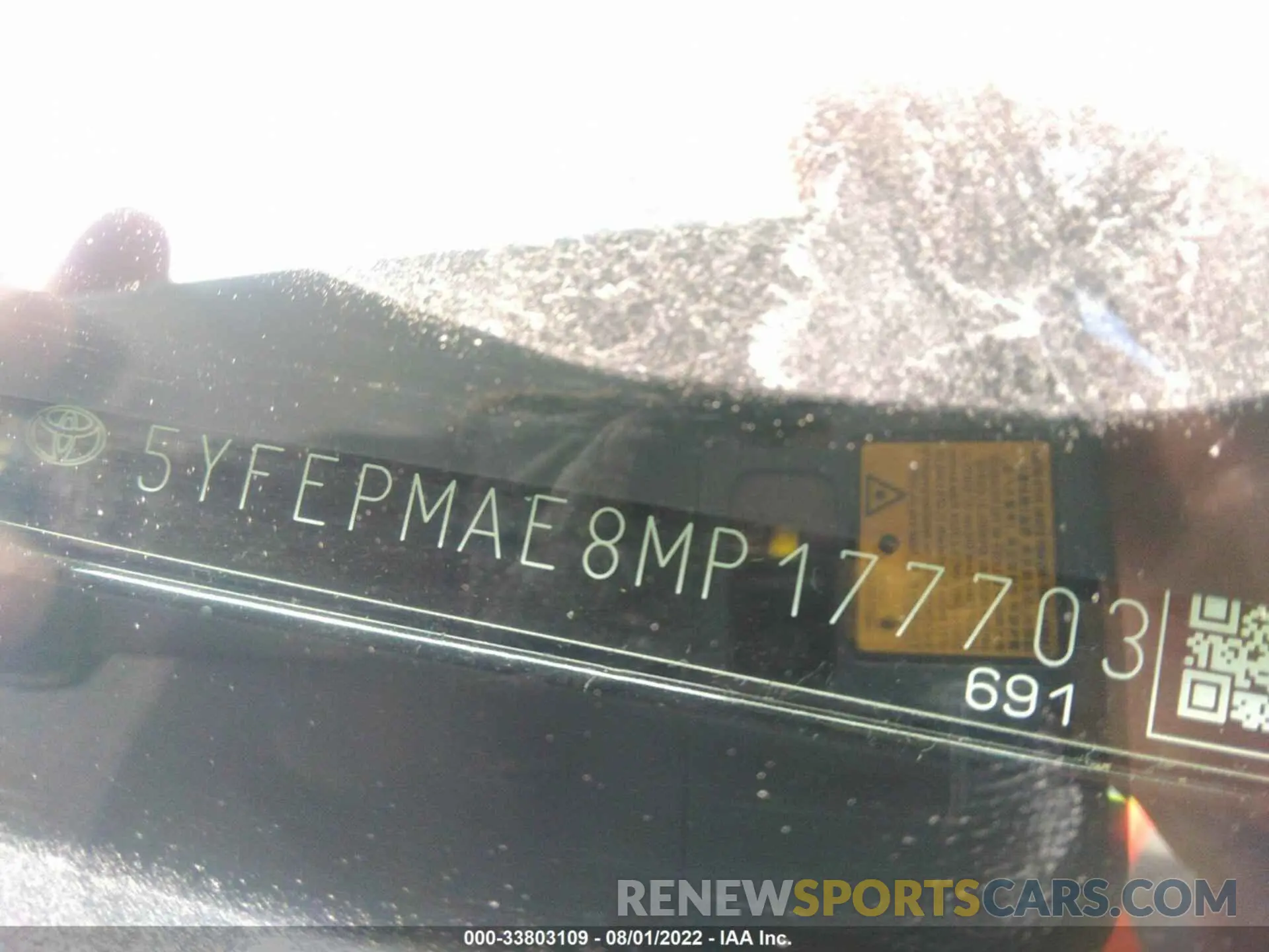 9 Фотография поврежденного автомобиля 5YFEPMAE8MP177703 TOYOTA COROLLA 2021