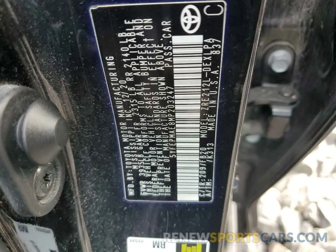 12 Фотография поврежденного автомобиля 5YFEPMAE8MP203247 TOYOTA COROLLA 2021