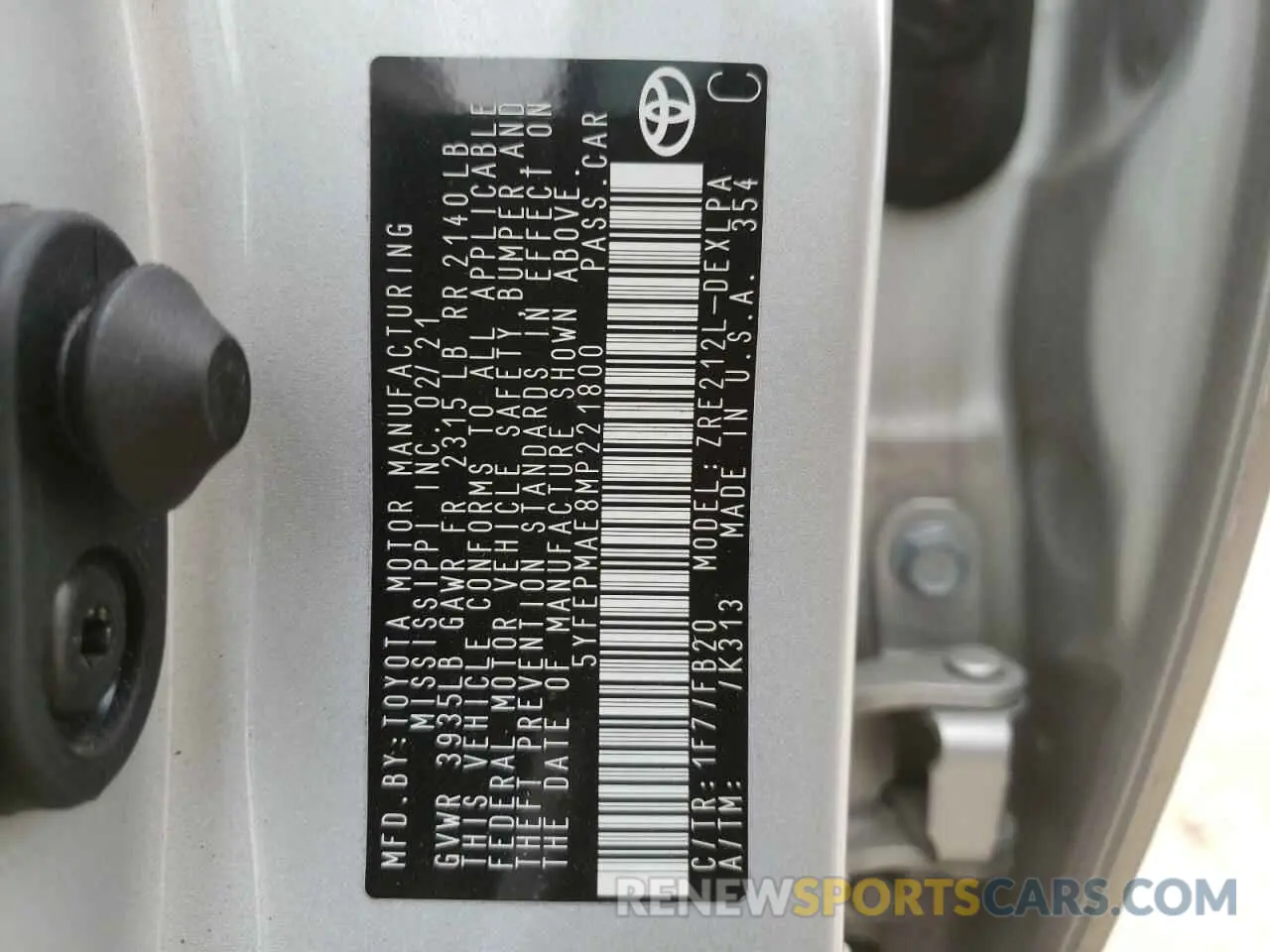 13 Фотография поврежденного автомобиля 5YFEPMAE8MP221800 TOYOTA COROLLA 2021