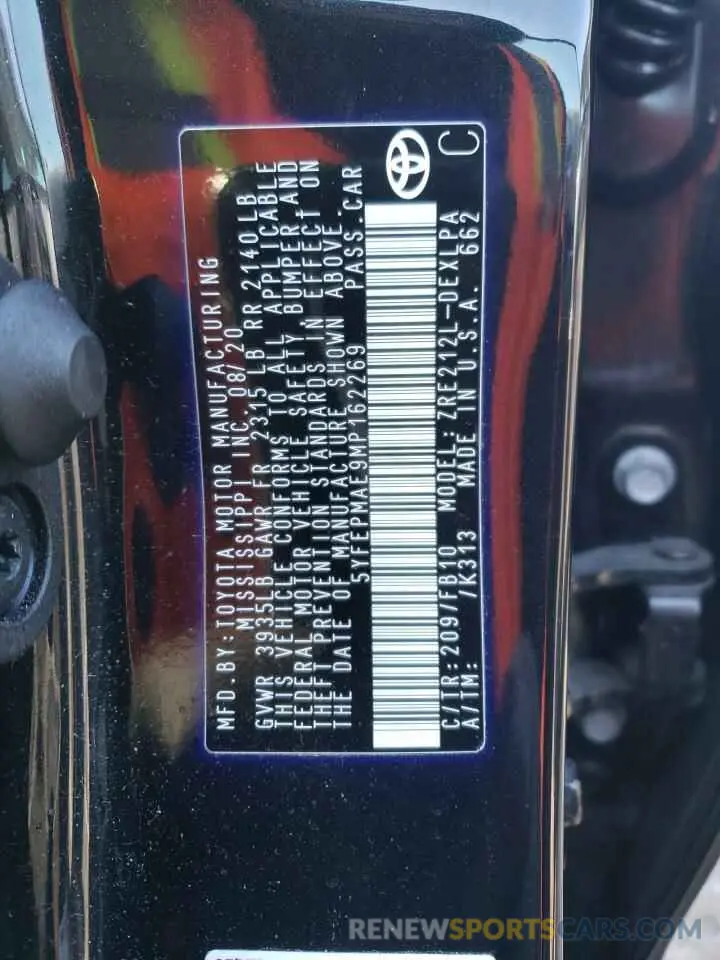 12 Photograph of a damaged car 5YFEPMAE9MP162269 TOYOTA COROLLA 2021