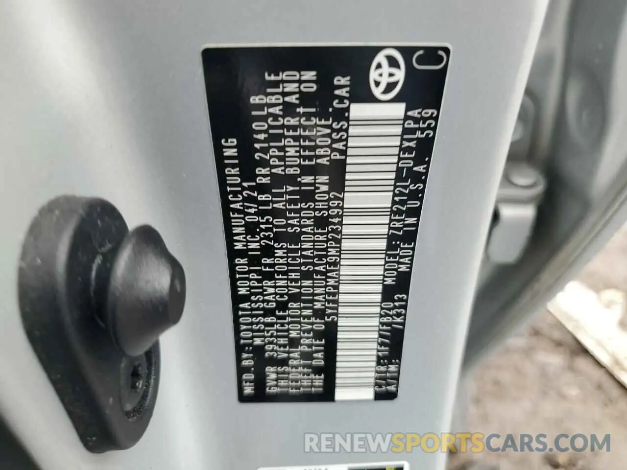 12 Фотография поврежденного автомобиля 5YFEPMAE9MP234992 TOYOTA COROLLA 2021
