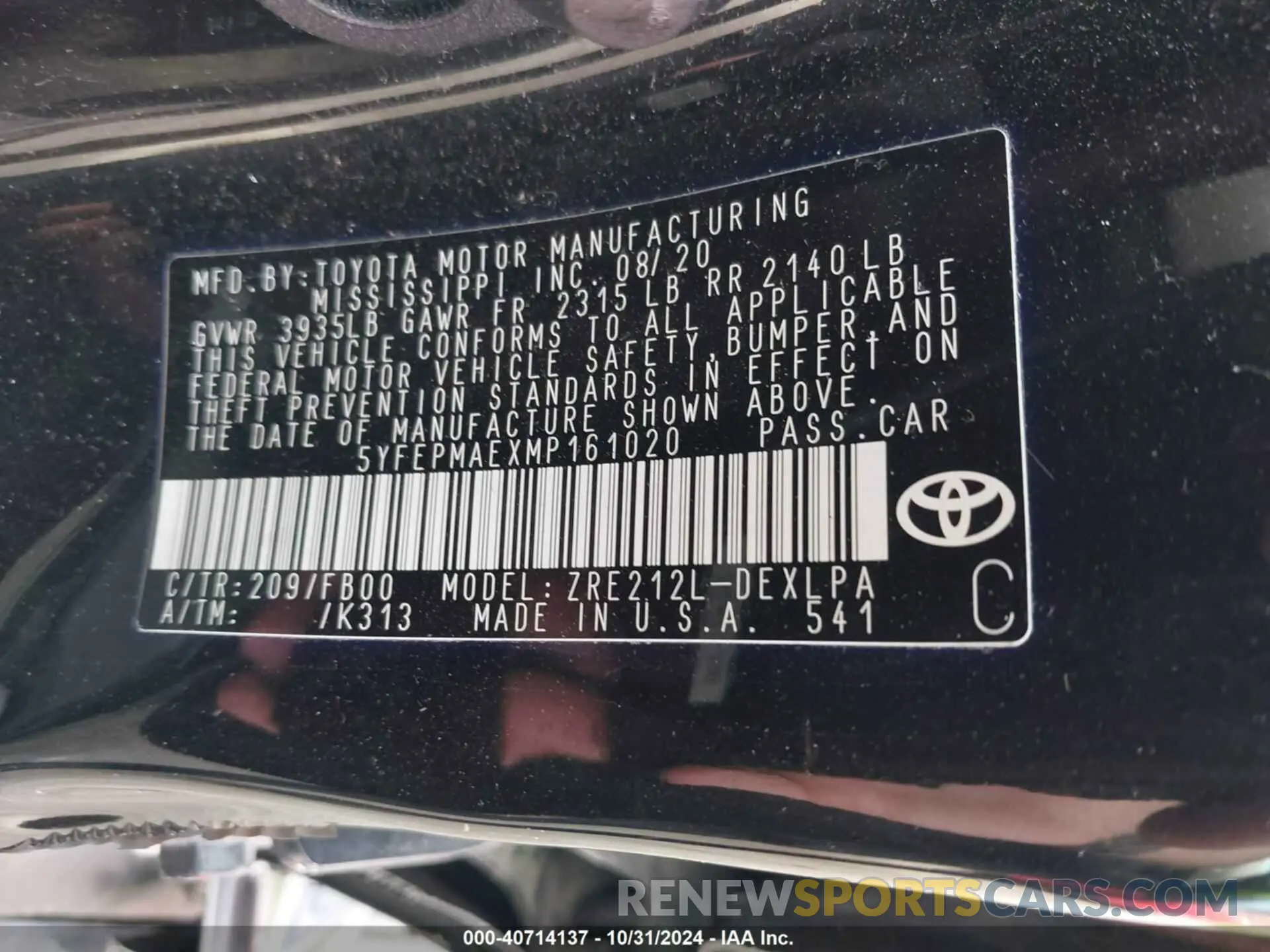 9 Photograph of a damaged car 5YFEPMAEXMP161020 TOYOTA COROLLA 2021