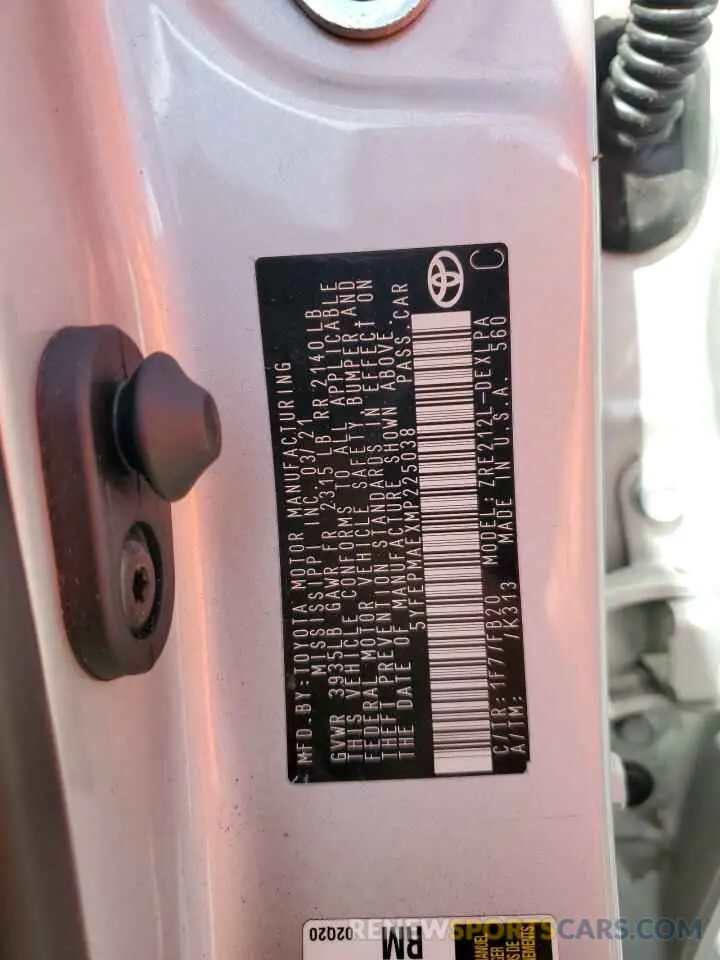 13 Фотография поврежденного автомобиля 5YFEPMAEXMP225038 TOYOTA COROLLA 2021