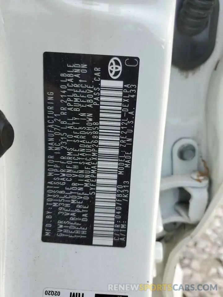 13 Photograph of a damaged car 5YFEPMAEXMP268858 TOYOTA COROLLA 2021