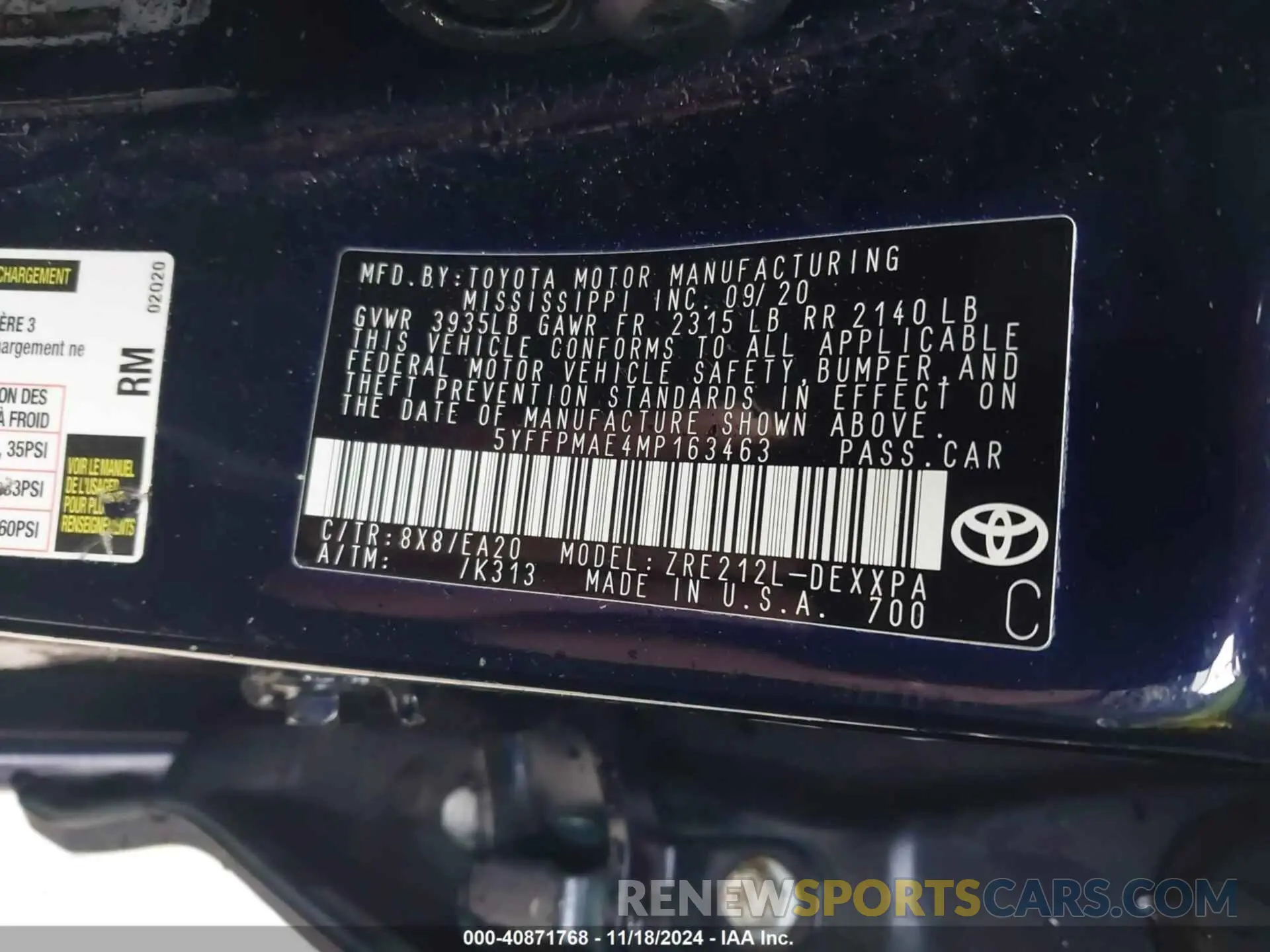 9 Photograph of a damaged car 5YFFPMAE4MP163463 TOYOTA COROLLA 2021