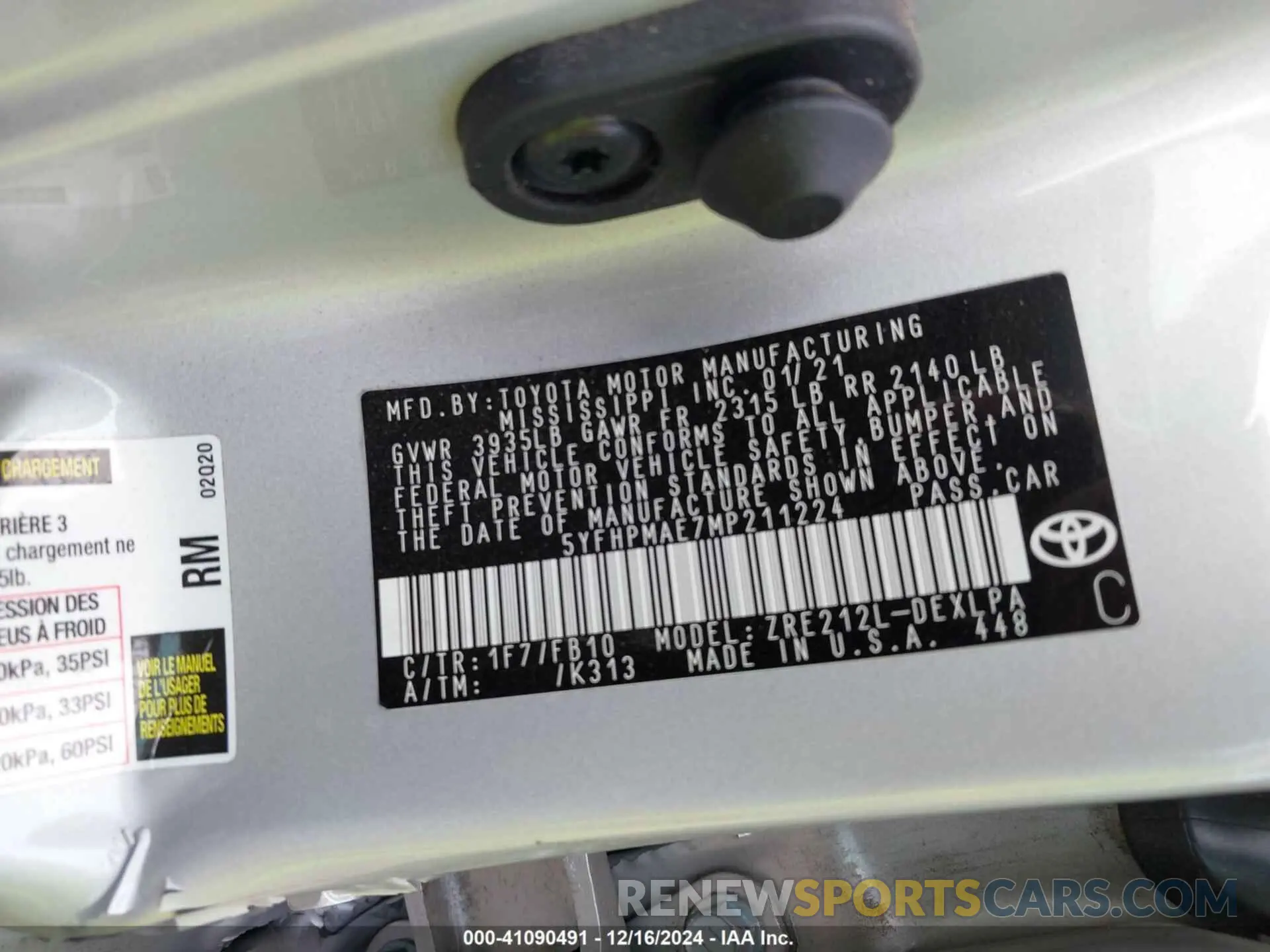 9 Фотография поврежденного автомобиля 5YFHPMAE7MP211224 TOYOTA COROLLA 2021