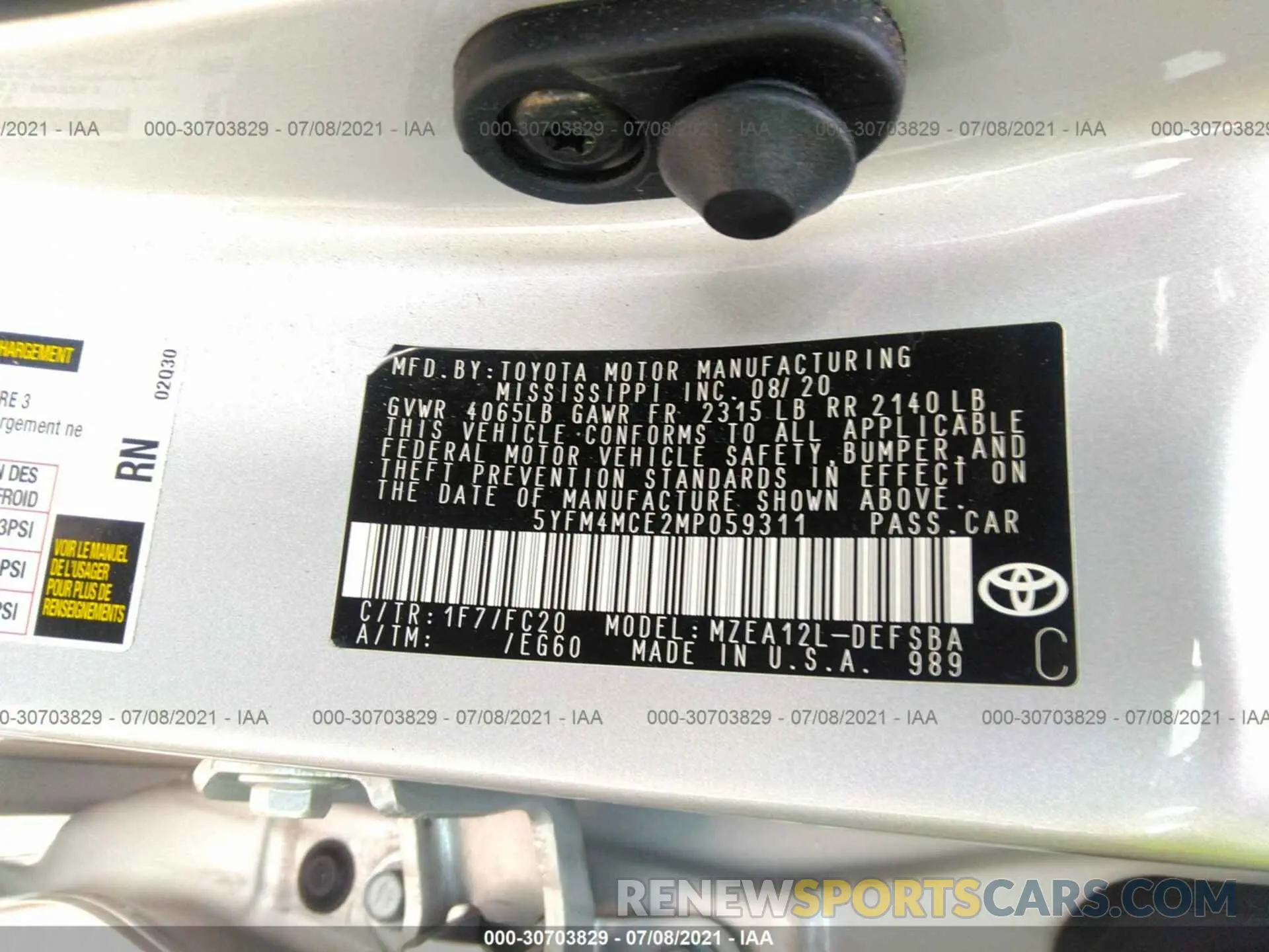 9 Photograph of a damaged car 5YFM4MCE2MP059311 TOYOTA COROLLA 2021