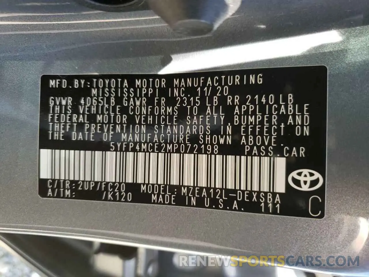 10 Photograph of a damaged car 5YFP4MCE2MP072198 TOYOTA COROLLA 2021
